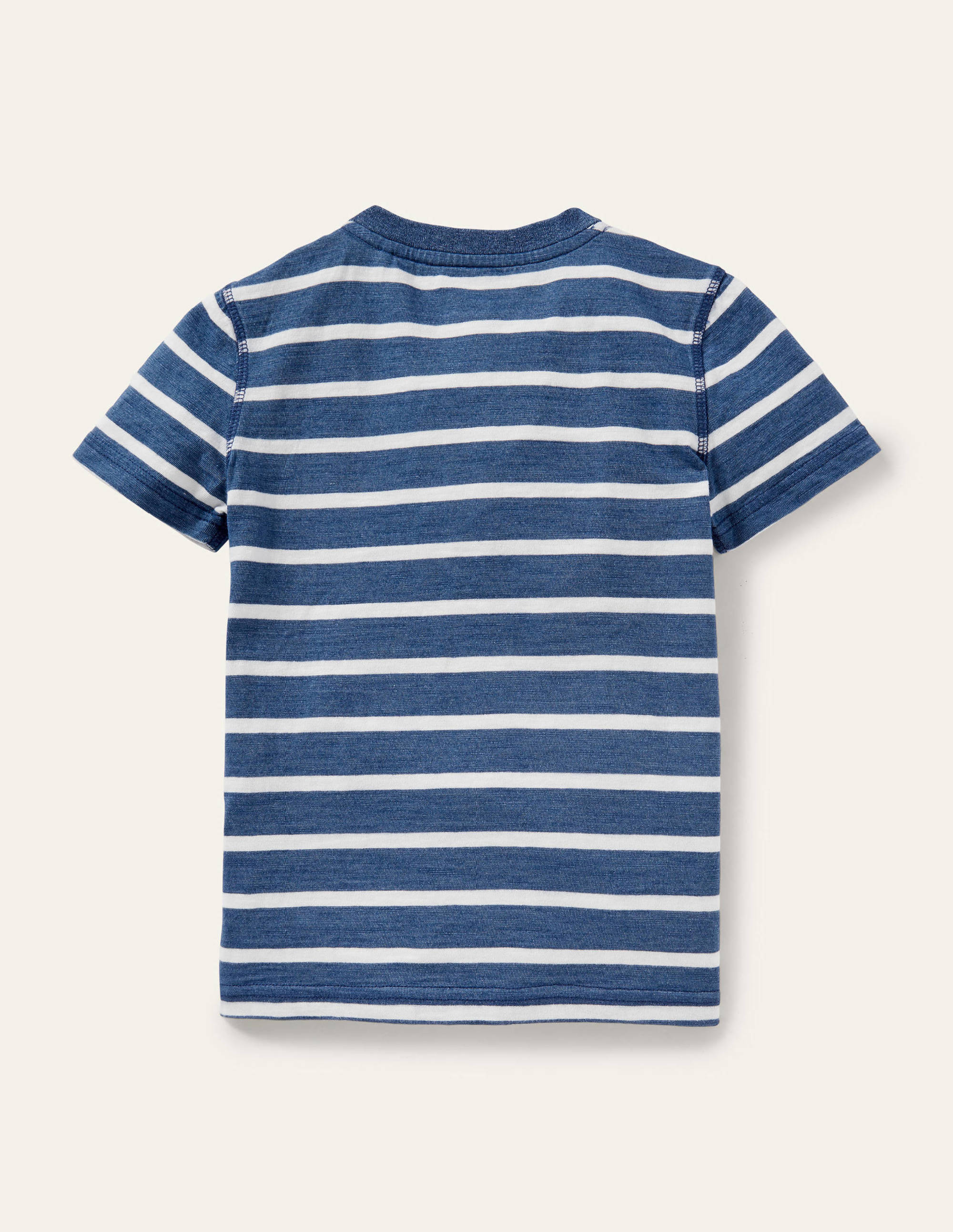 Garment Dye Henley T-shirt-Indigo Blue/Ivory - Image 2