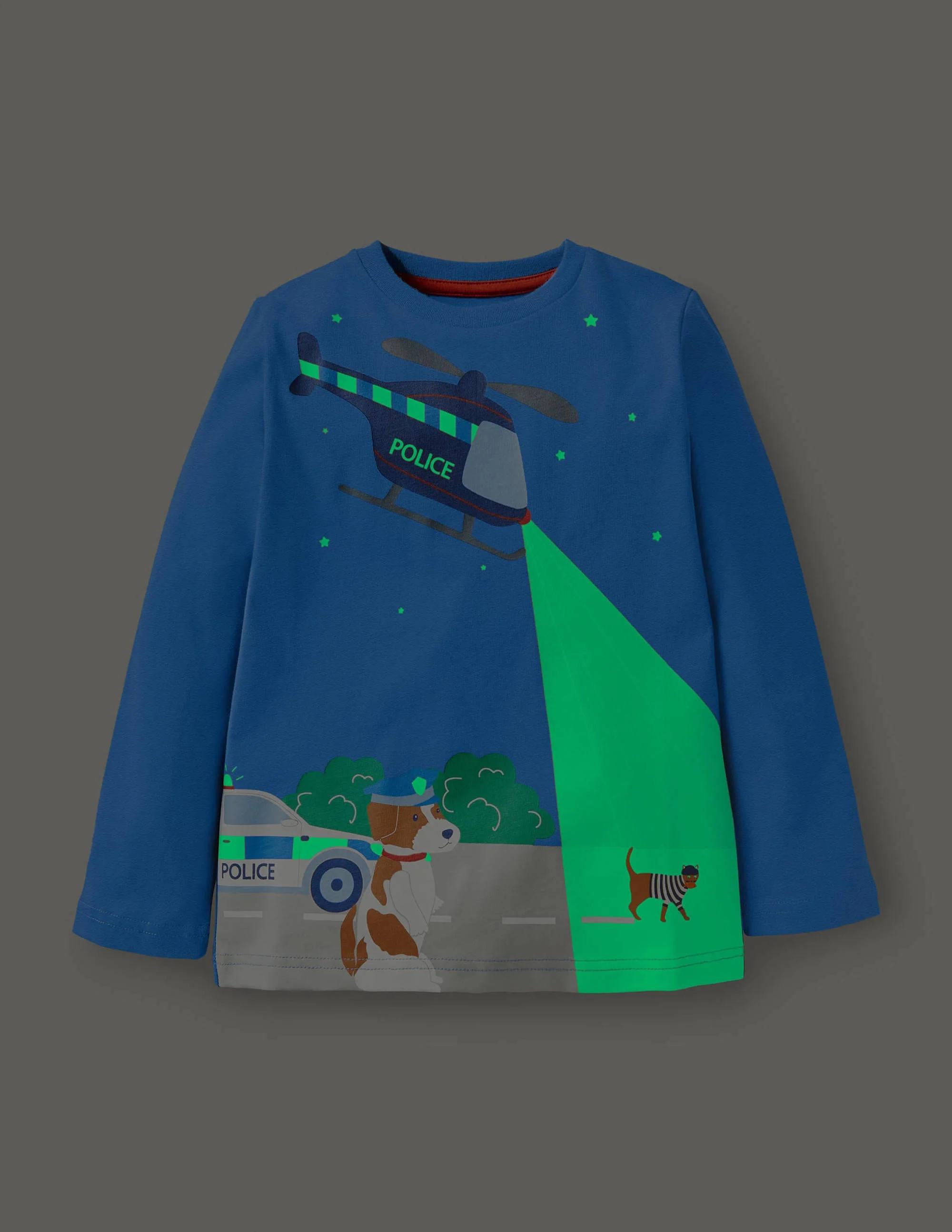 Glow Adventure Scene T-shirt-Elizabethan Blue Police Sprout - Image 4