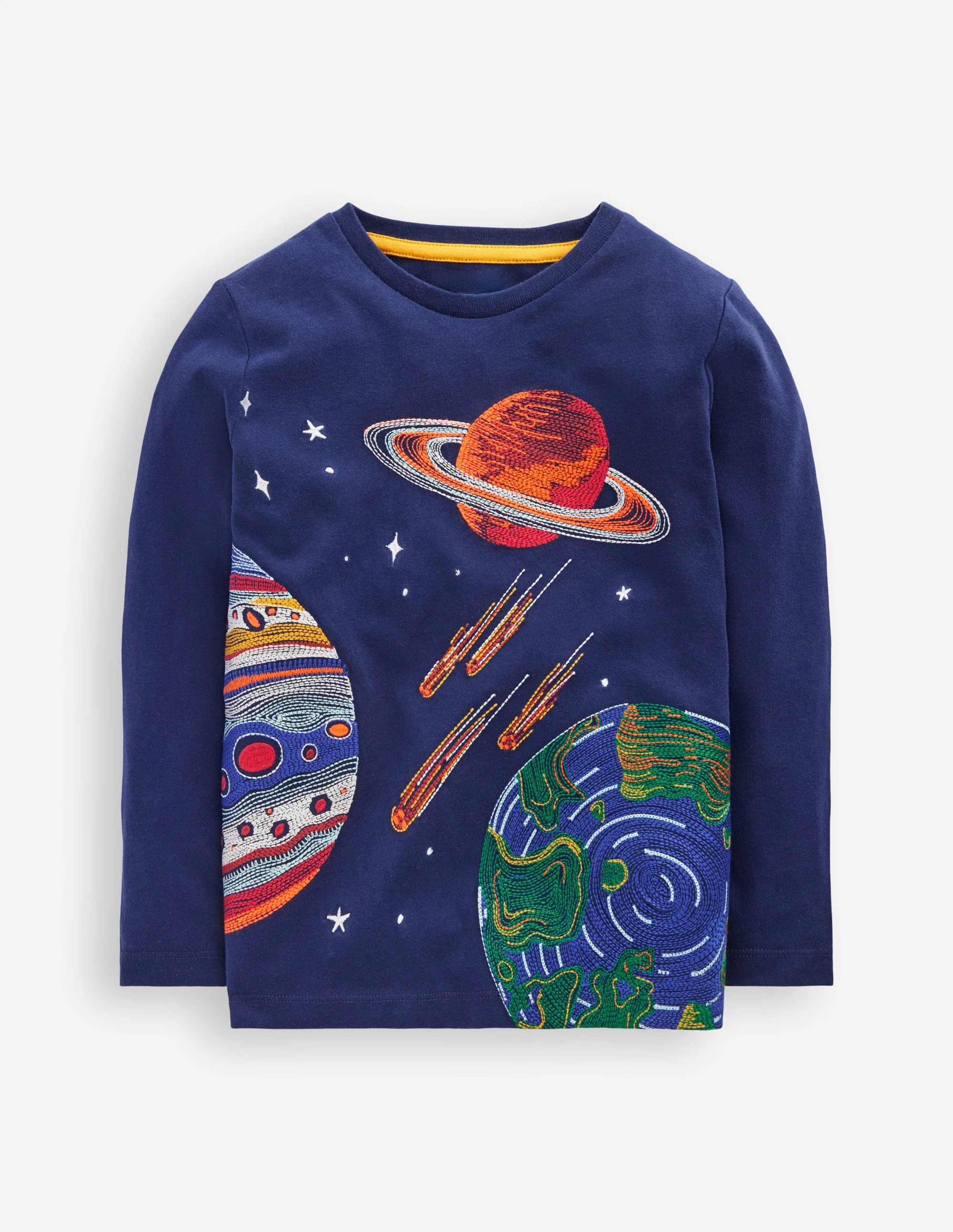 Glow Superstitch T-shirt-Medieval Blue Planets