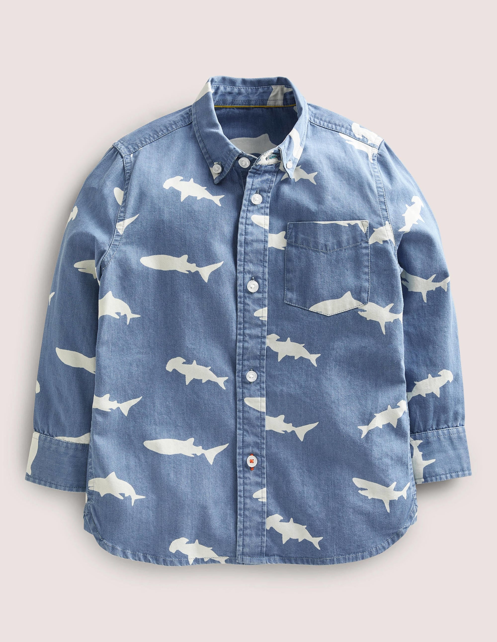 Interest Denim Shirt-Light Denim Sharks