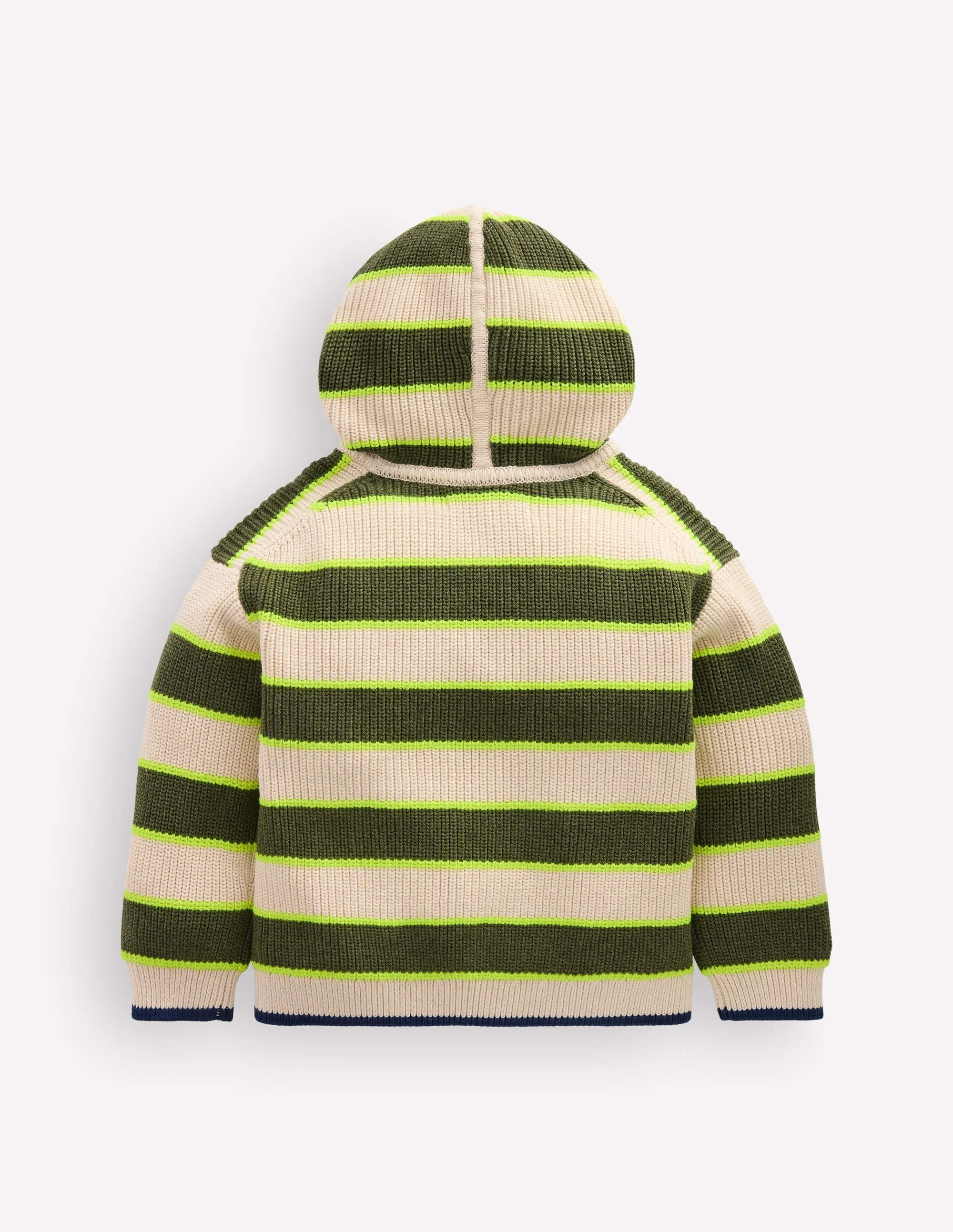 Knitted Hoodie-Oatmeal/Green Stripe - Image 2