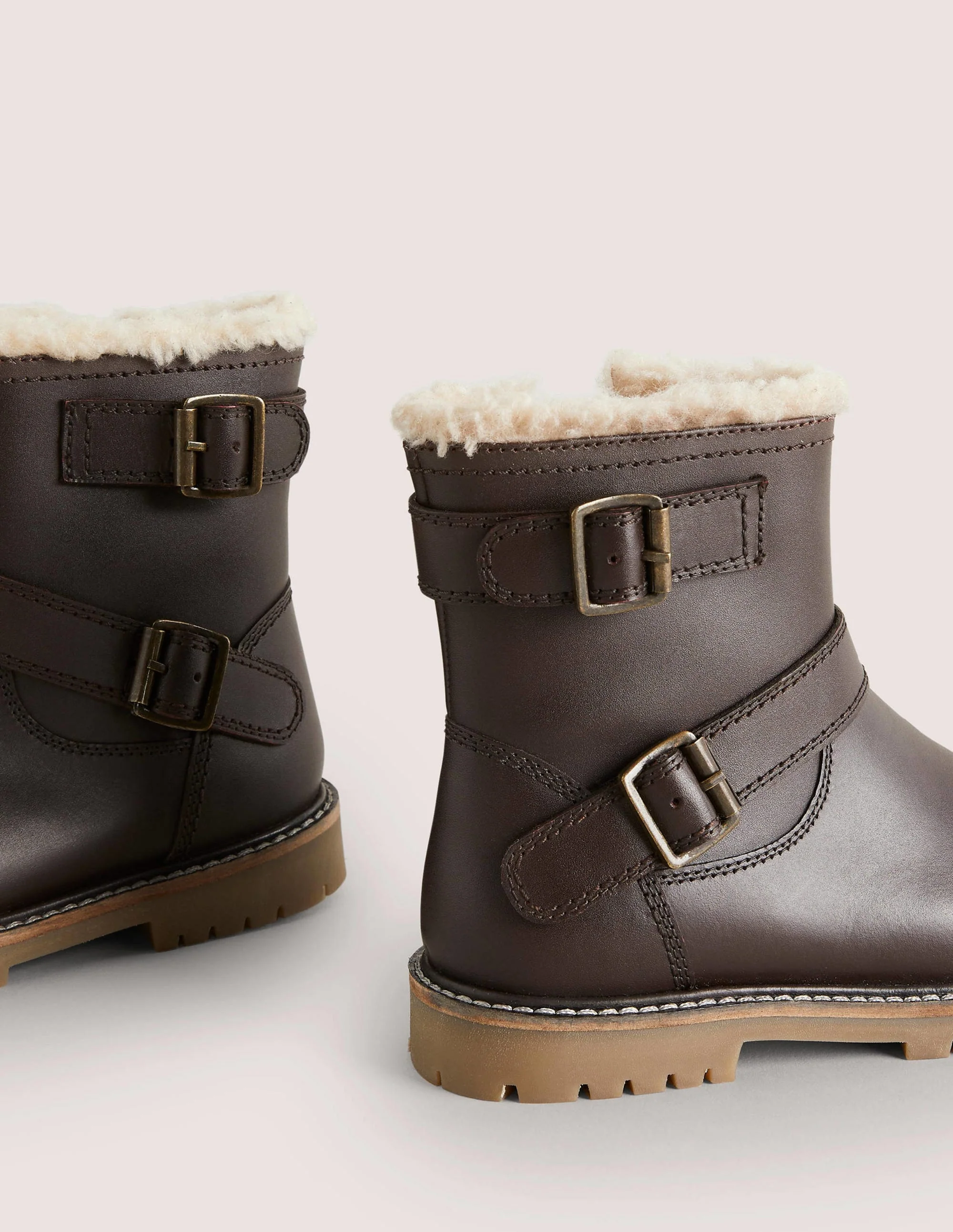 Leather Biker Boots-Chocolate - Image 3