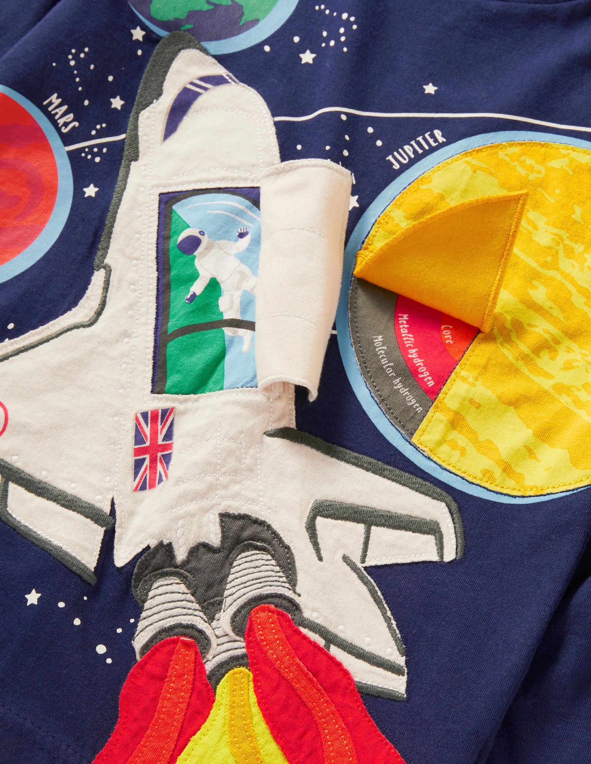 Lift-the-flap Rocket T-shirt-Navy Ombre Rocket - Image 3