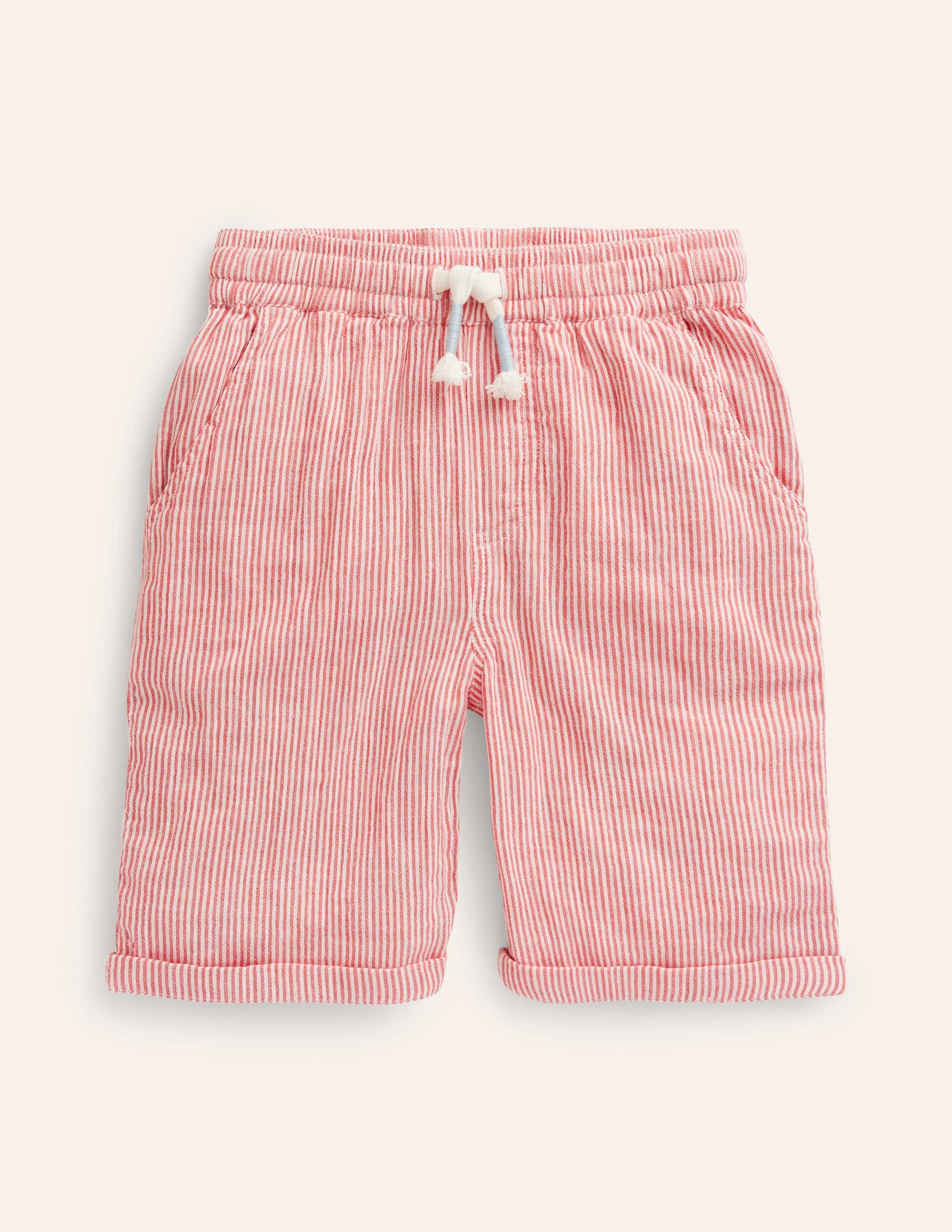 Lightweight Holiday Shorts-Jam Red / Ivory Stripe