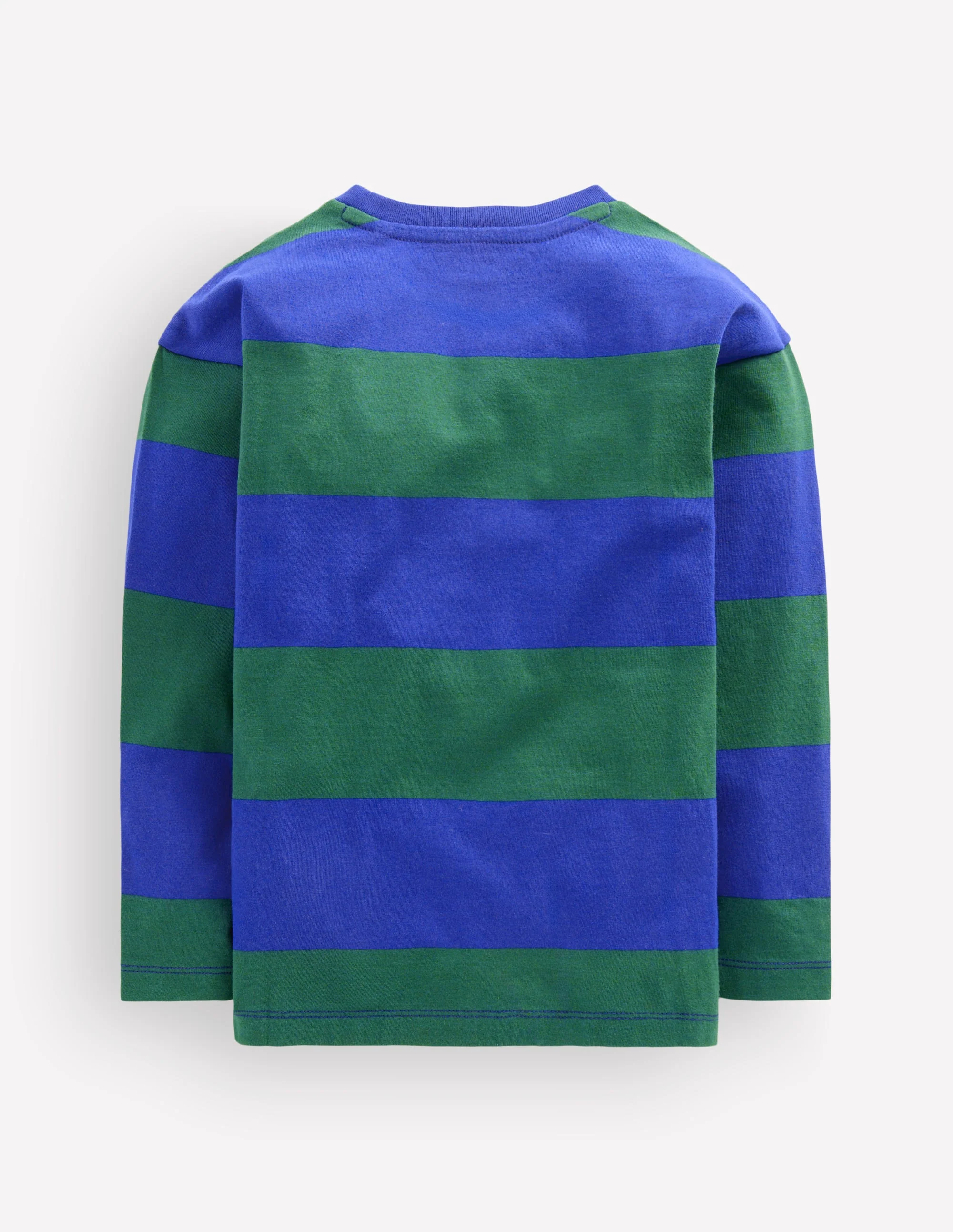 Long Sleeve Badge T-shirt-Blue stripe - Image 3