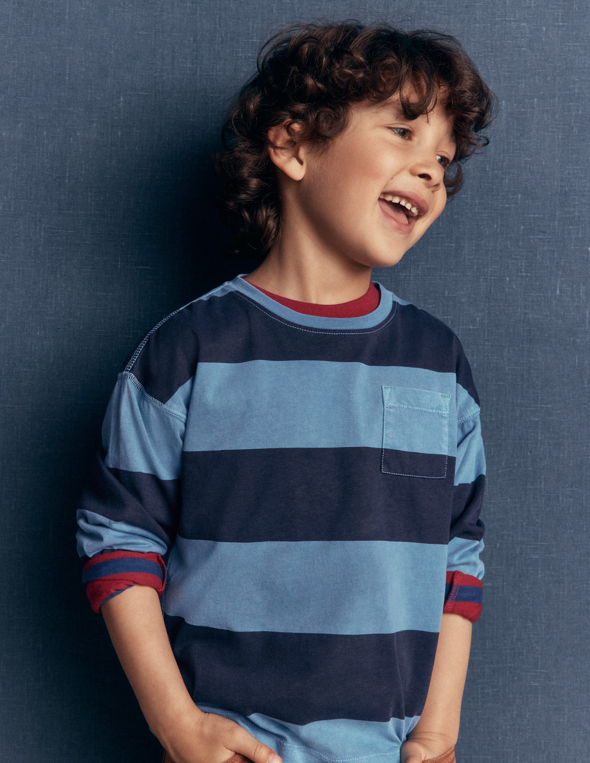Long Sleeve Garment Dye Tee-College Navy / Denim Blue - Image 3