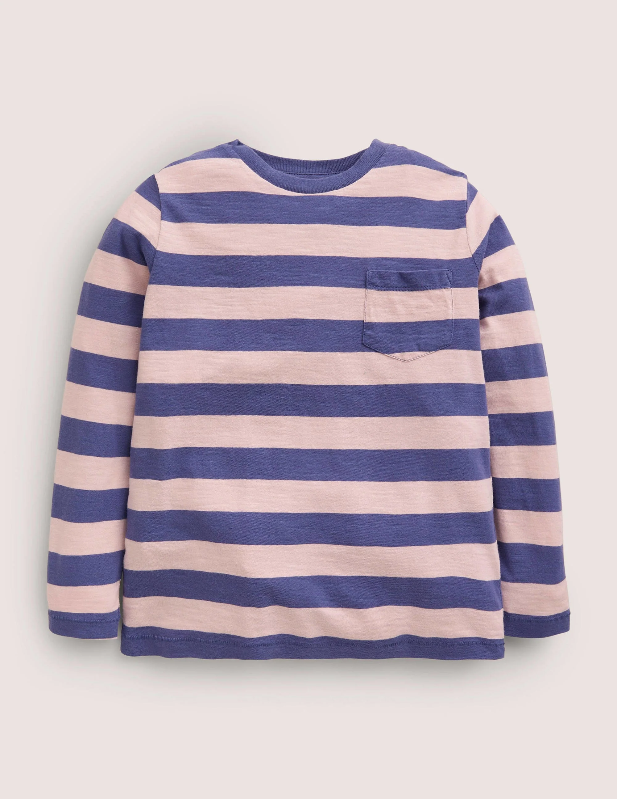 Long-sleeved Washed T-shirt-Pink/Blue