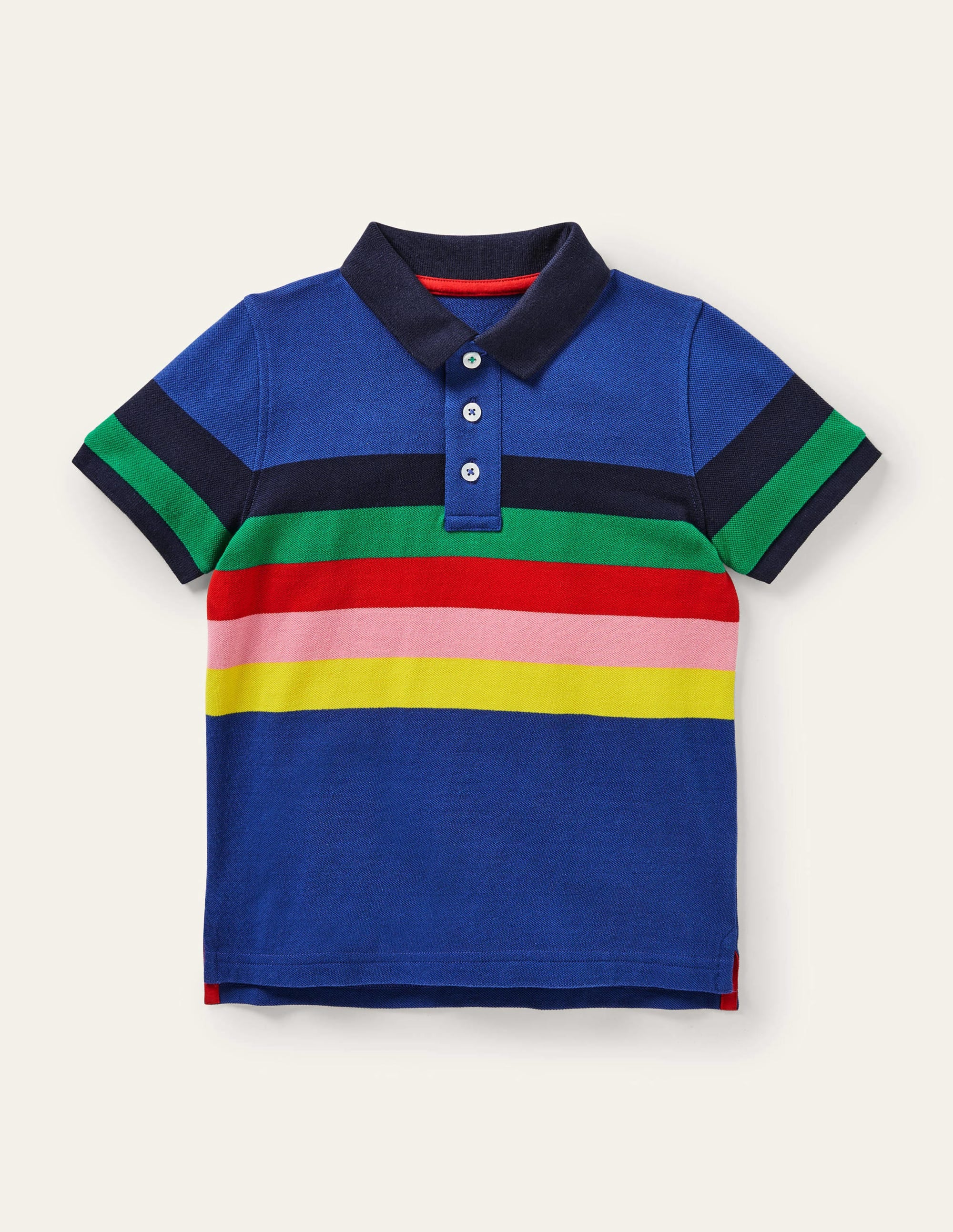 Piqué Polo Shirt-Delft Blue/Rainbow