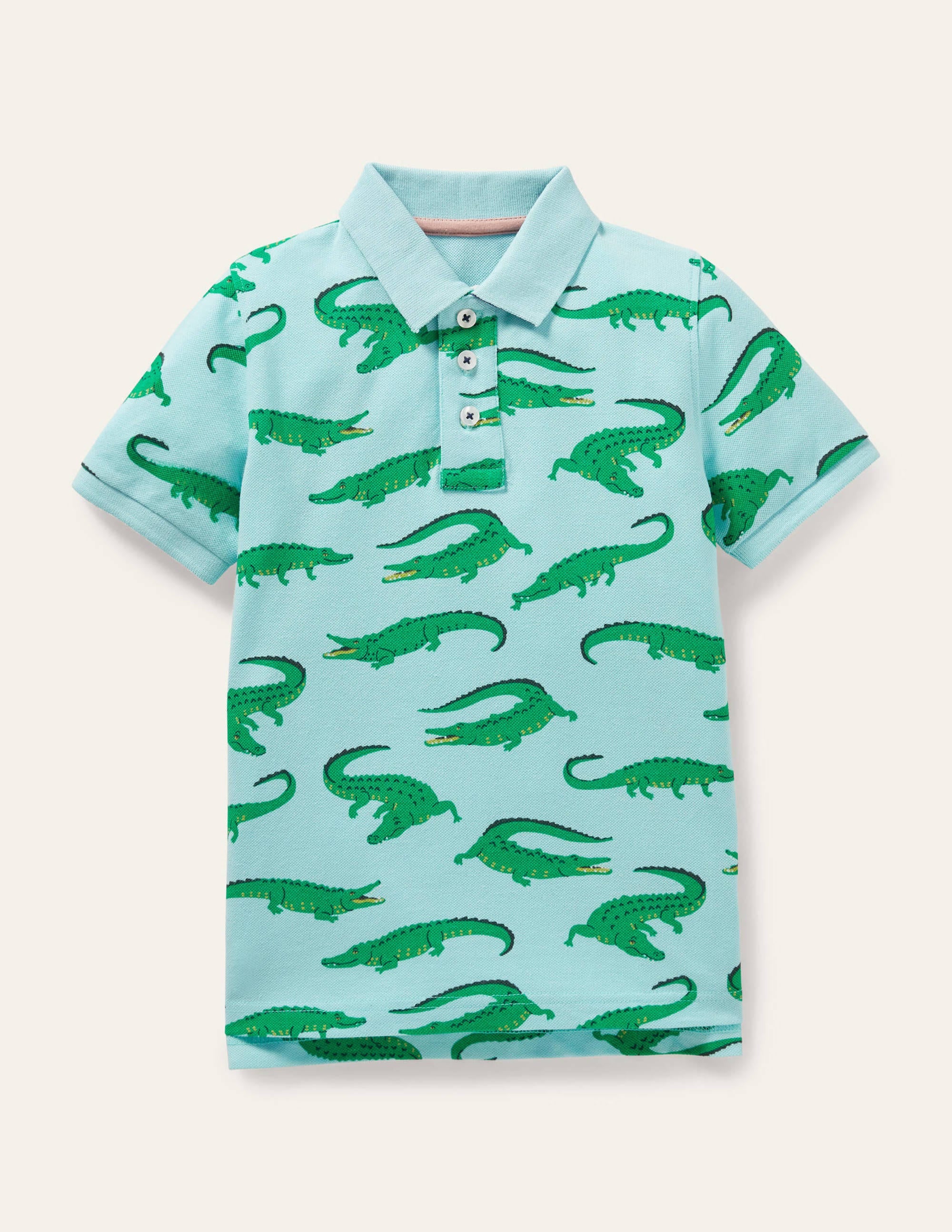 Piqué Polo Shirt-Neptune Blue Crocodiles