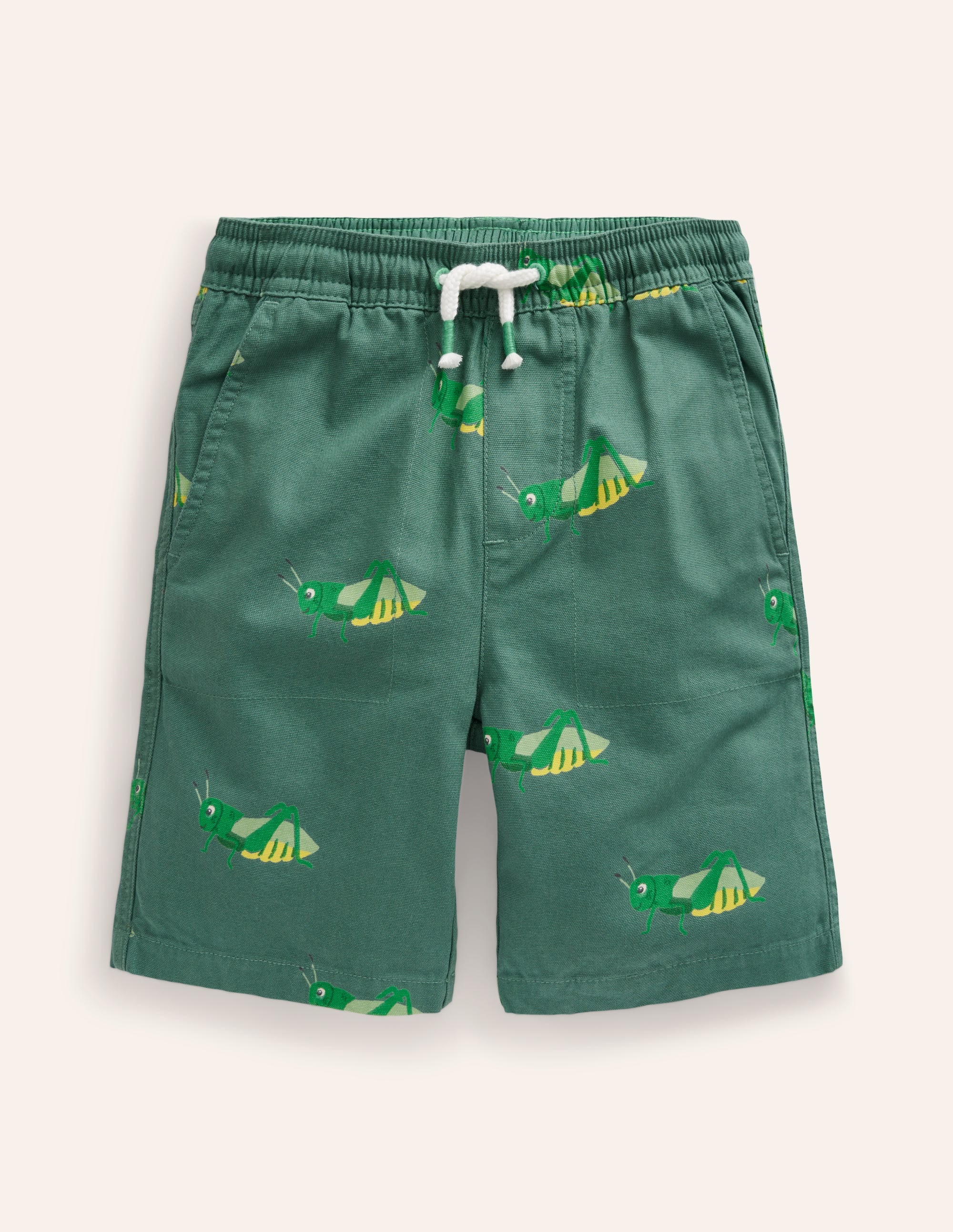 Pull-on Drawstring Shorts-Pea Green Grasshopper