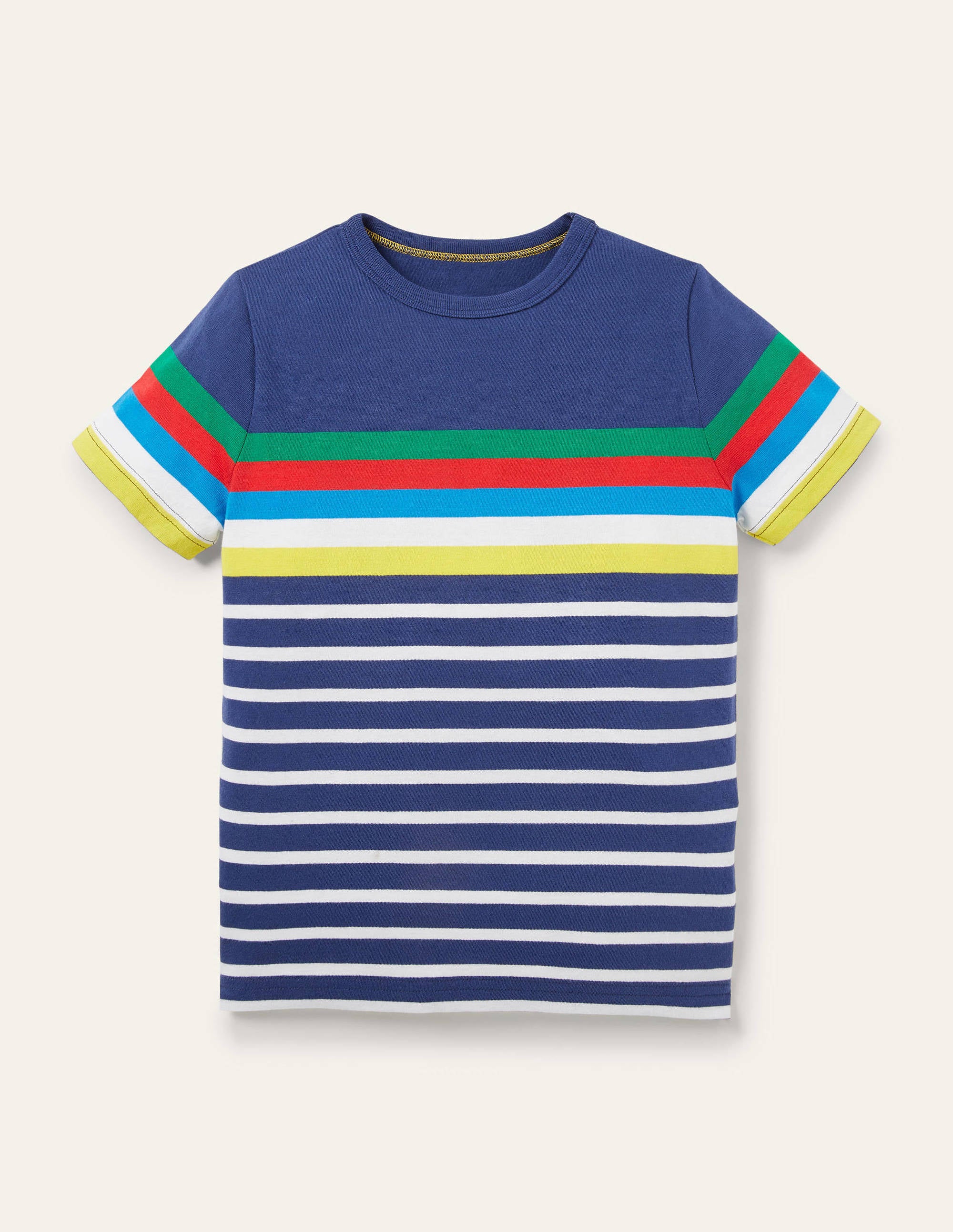 Rainbow Breton T-shirt-Starboard Blue Rainbow