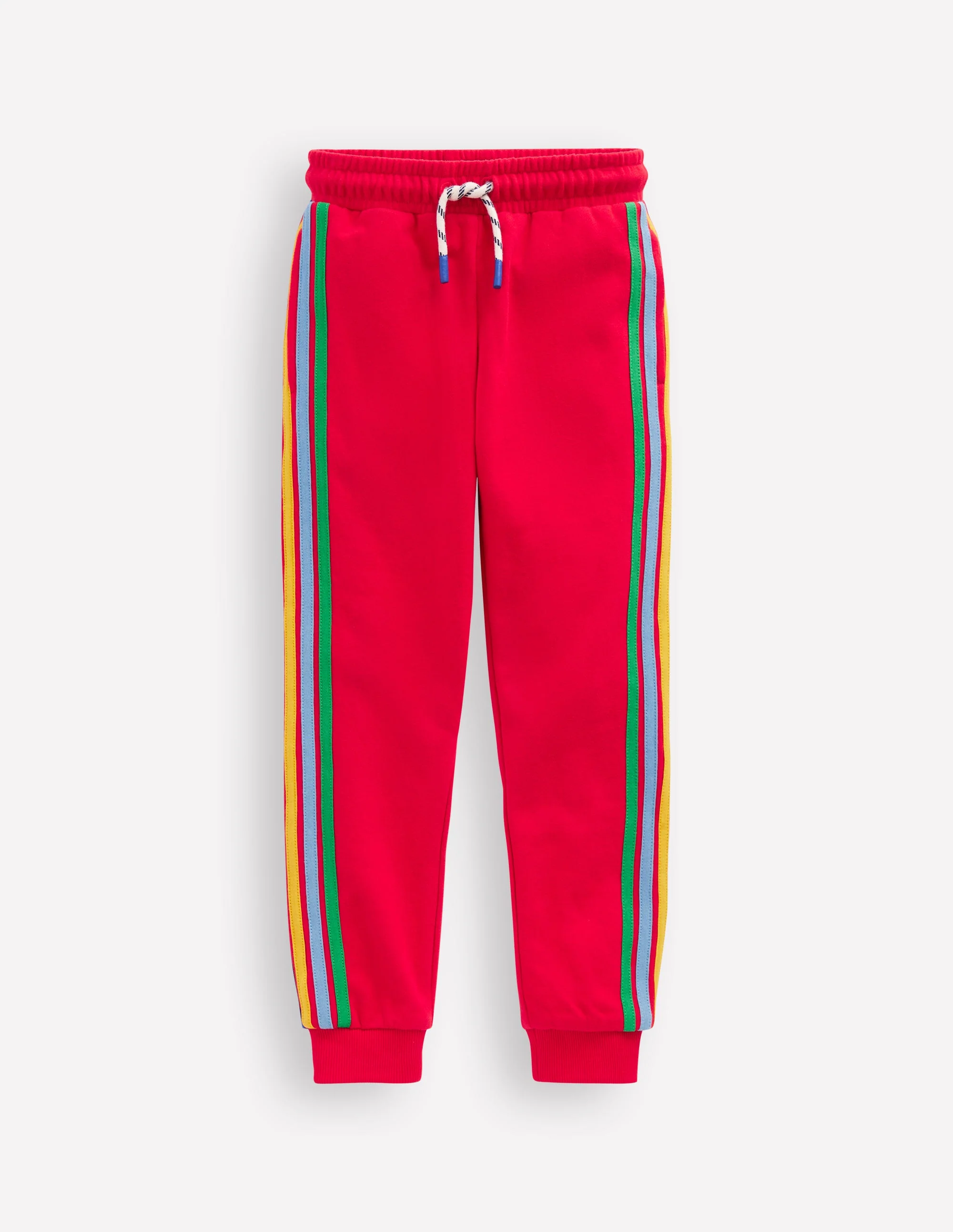 Rainbow Stripe Joggers-Poppy Red