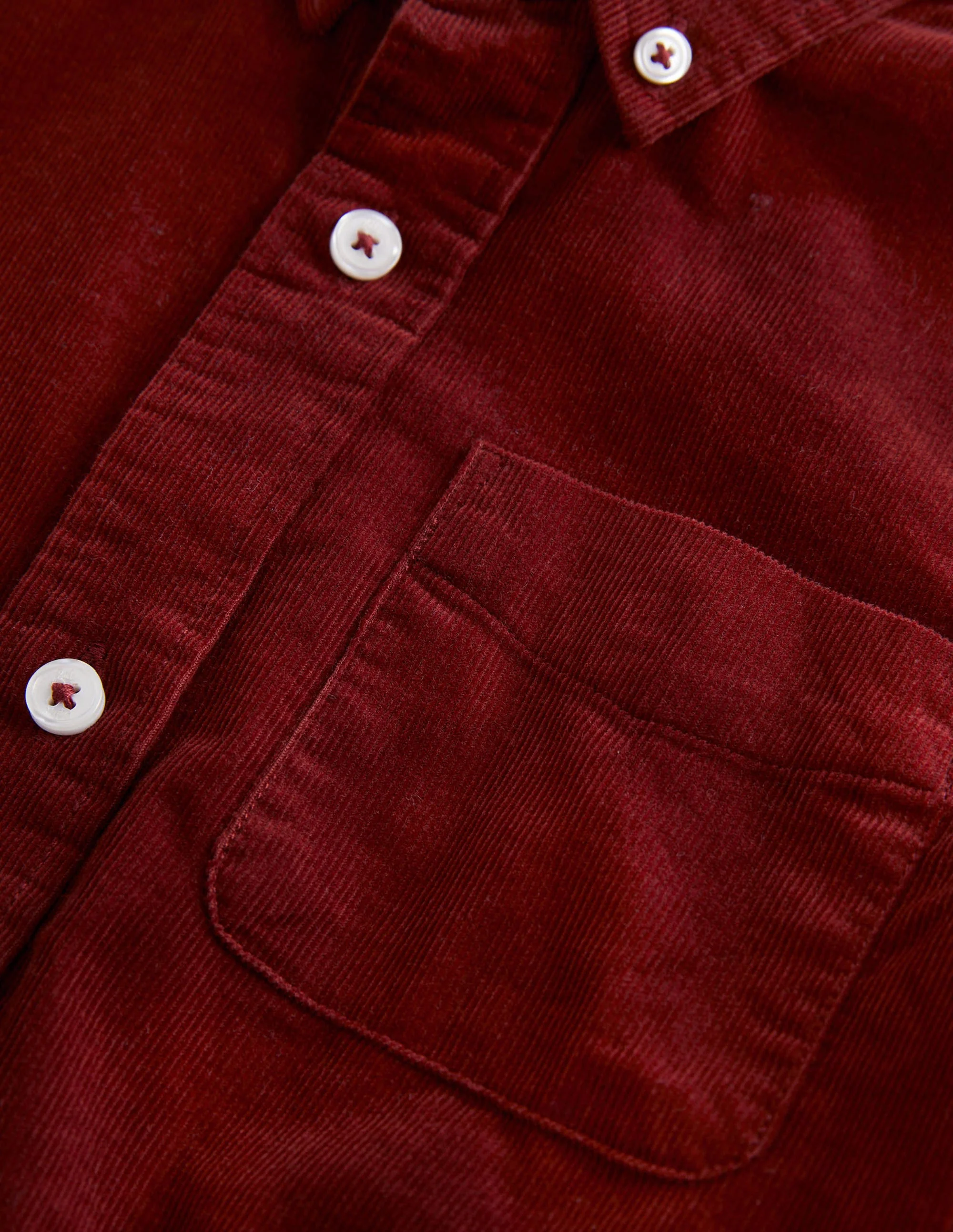 Rainbow Trim Cord Shirt-Conker Red - Image 3