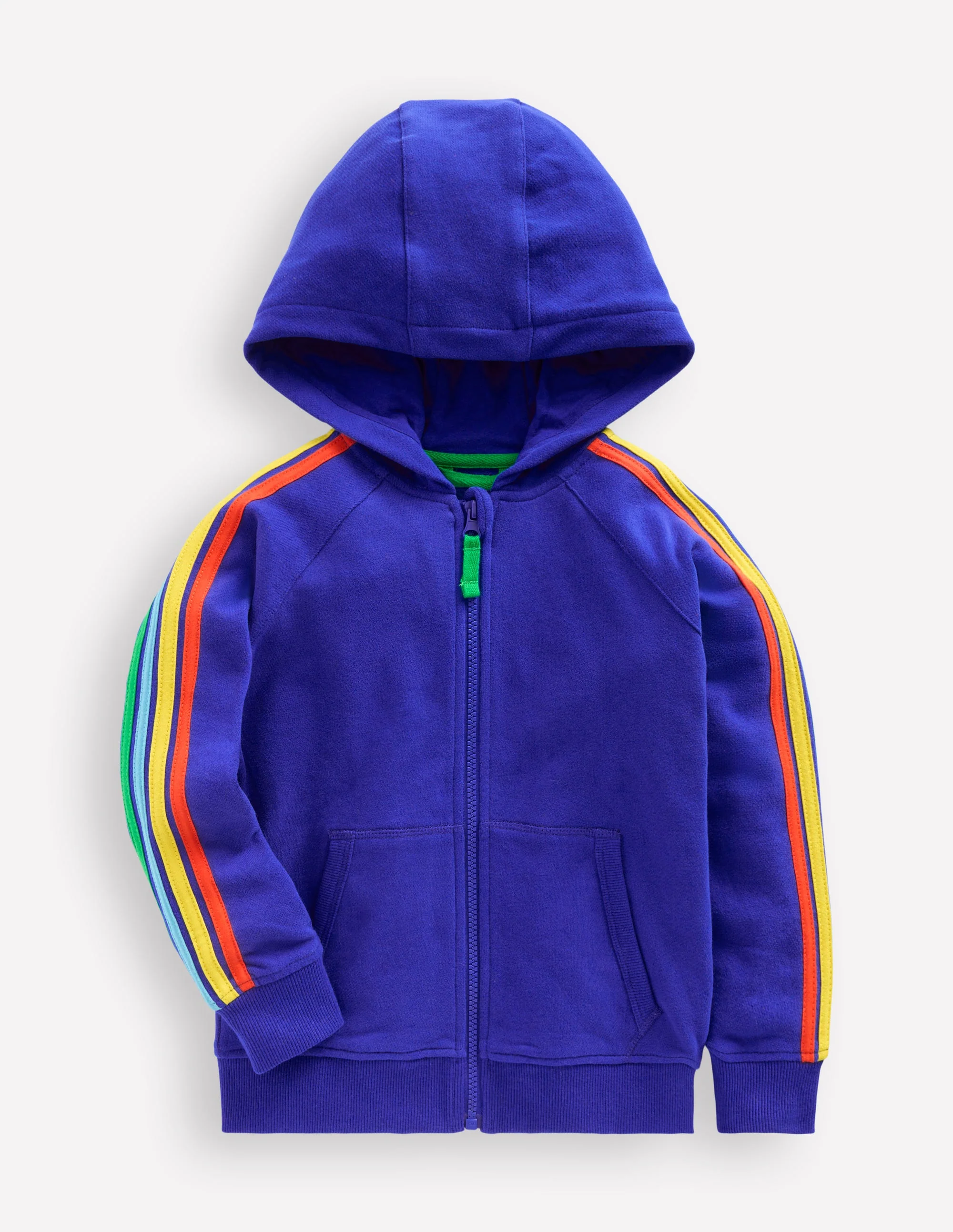 Rainbow Zip-up Hoodie-Peacock Plume Blue