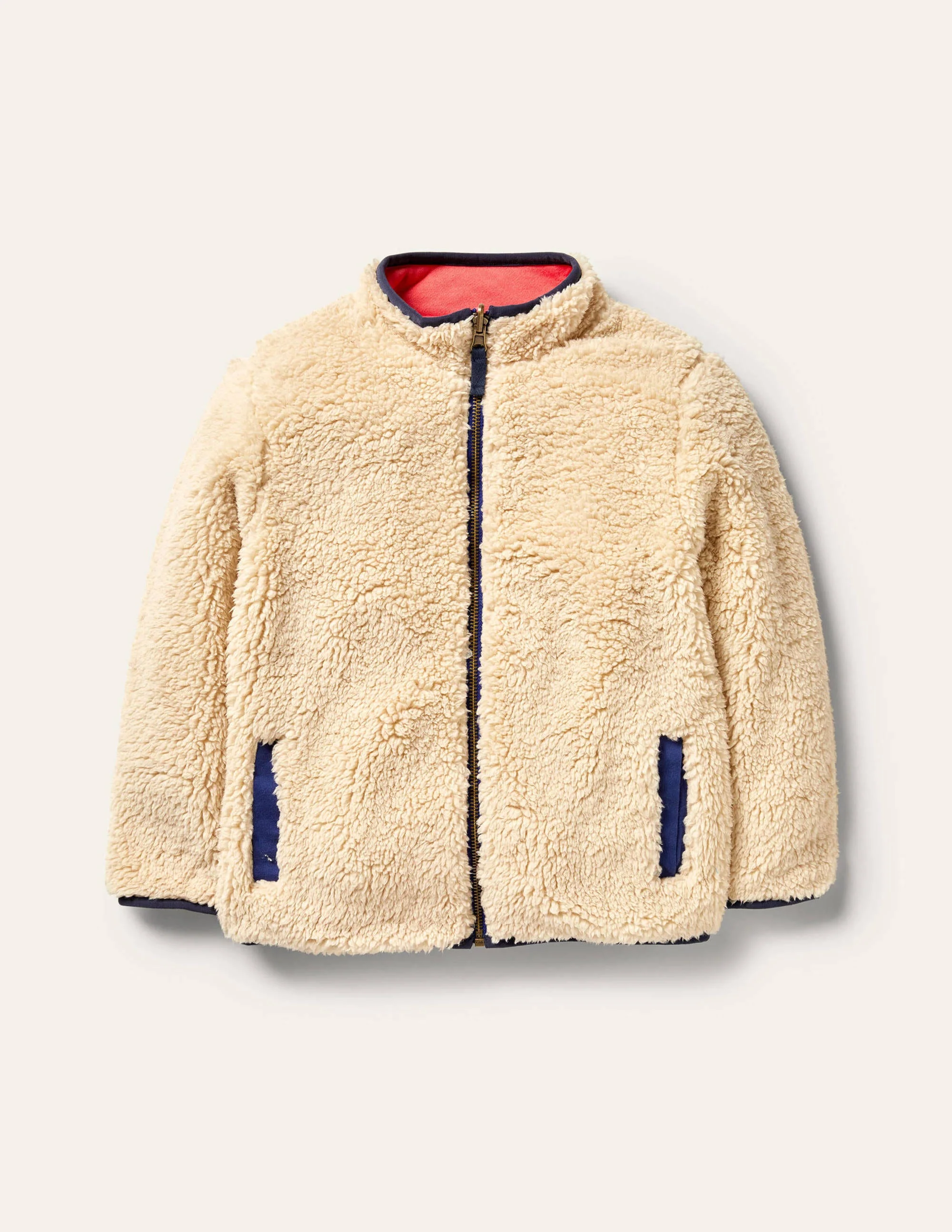 Reversible Zip-up Sweater-Ecru Rainbow