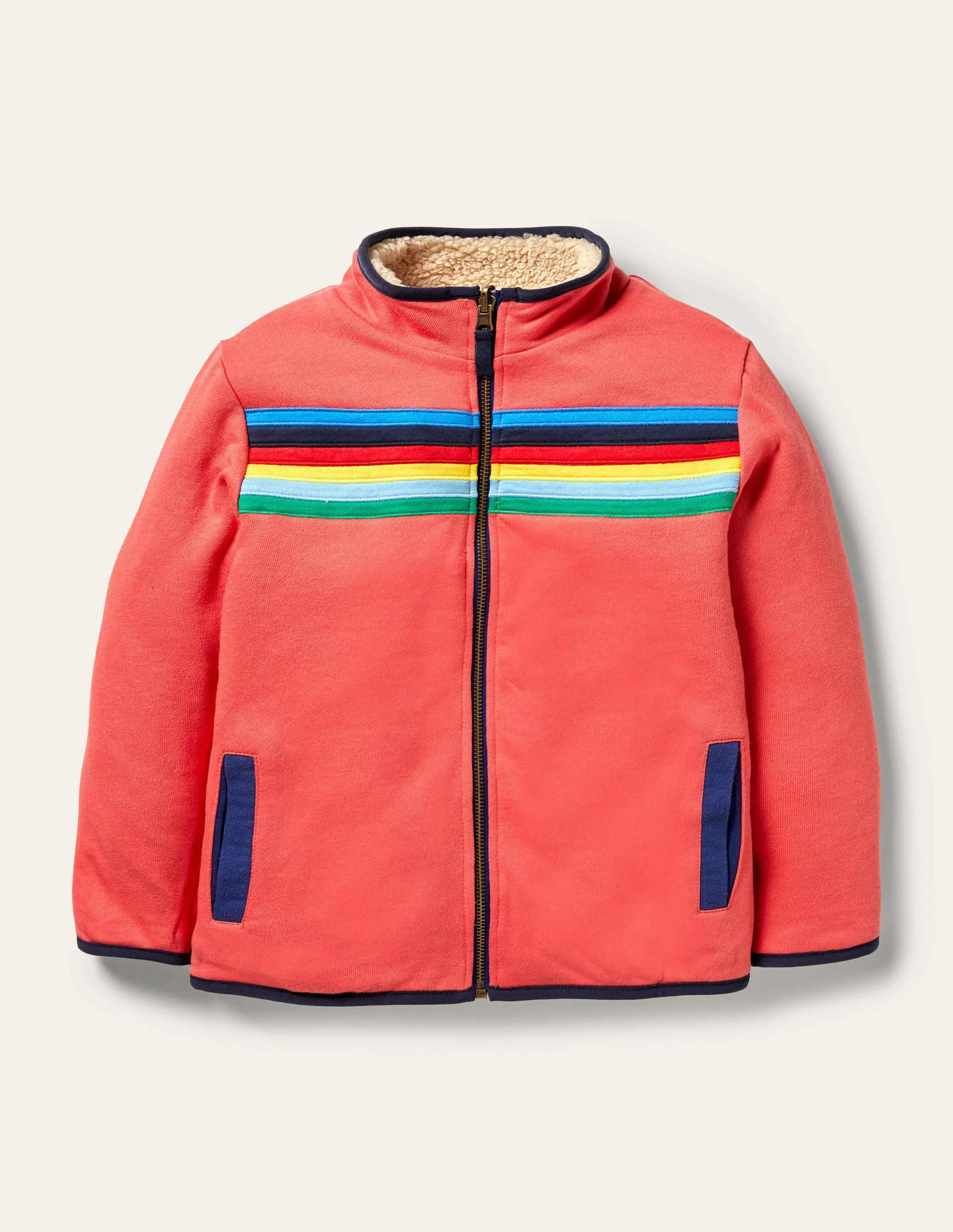 Reversible Zip-up Sweater-Ecru Rainbow - Image 3