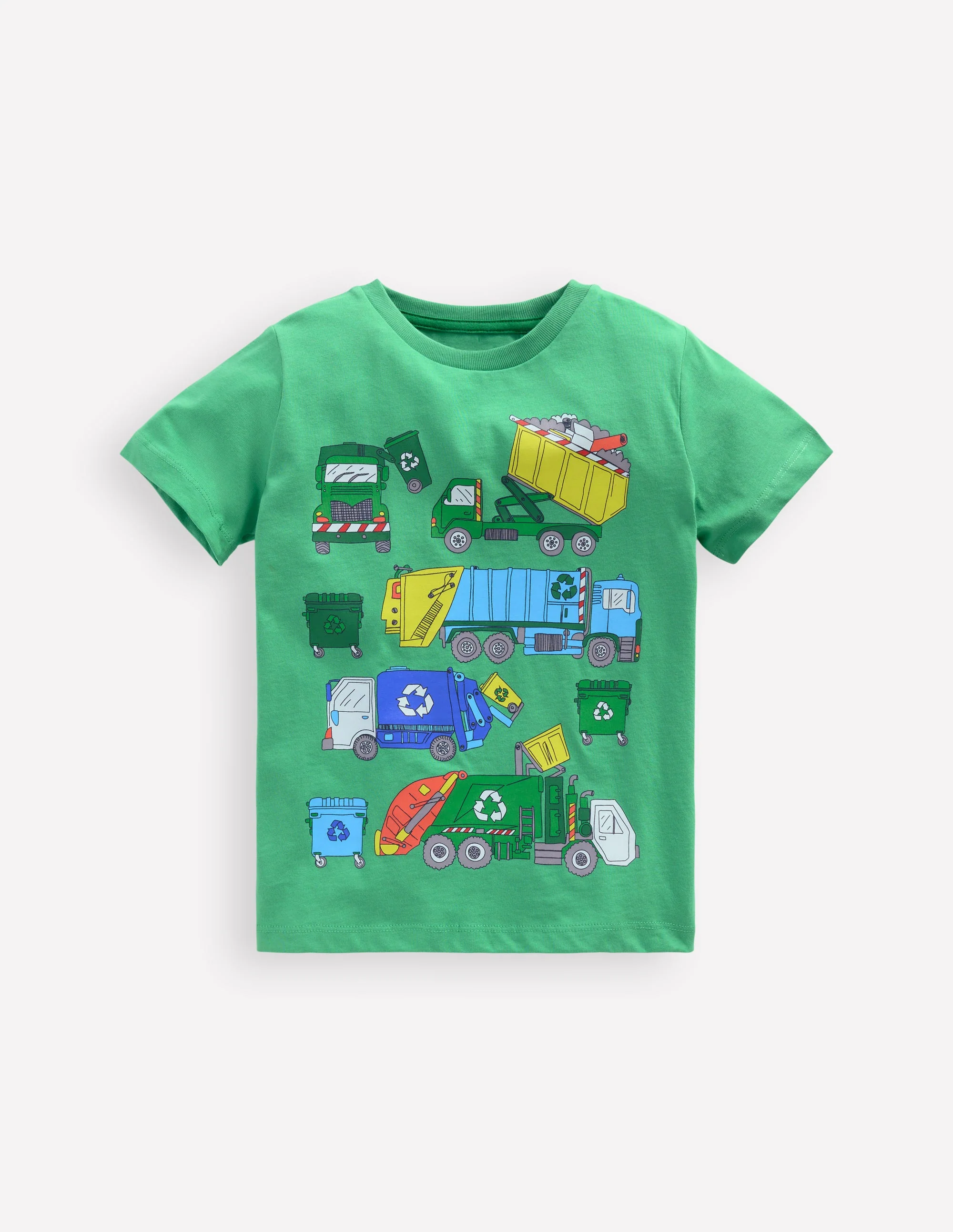 Short Sleeve Graphic T-shirt-Aloe Green Recycling trucks
