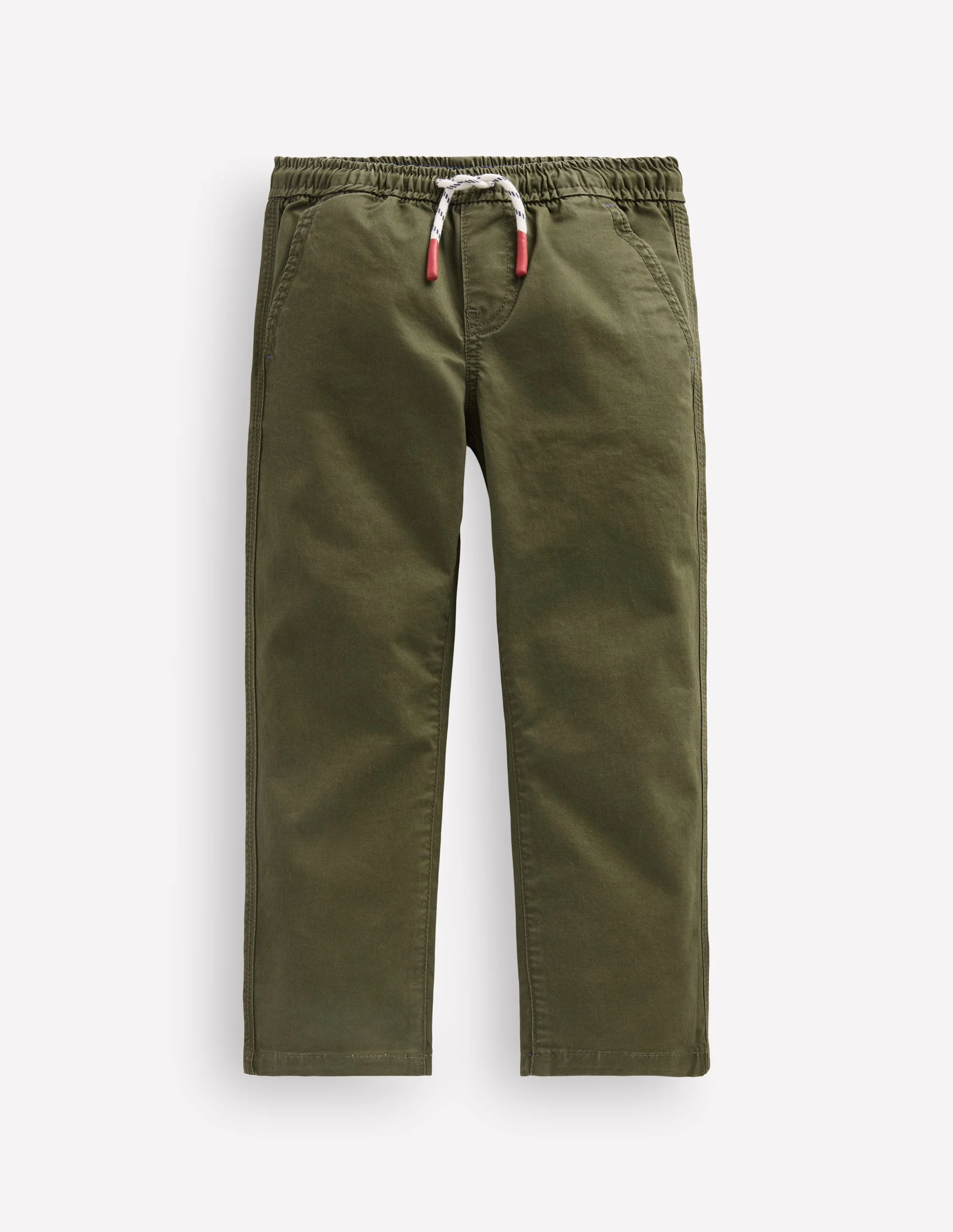 Slim Pull-on Trousers-Woodland Green