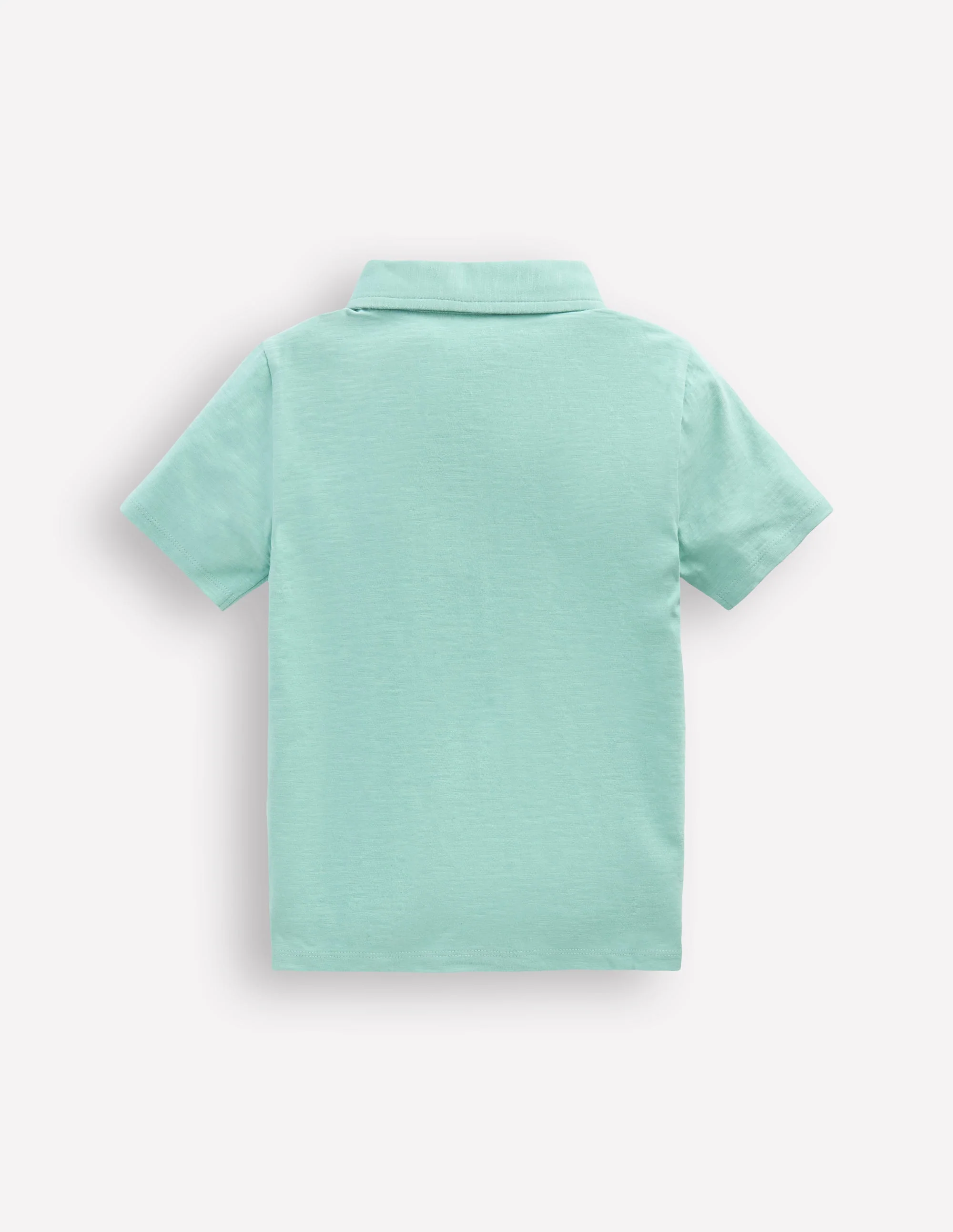 Slub Polo Shirt-Aqua Sea Blue - Image 2