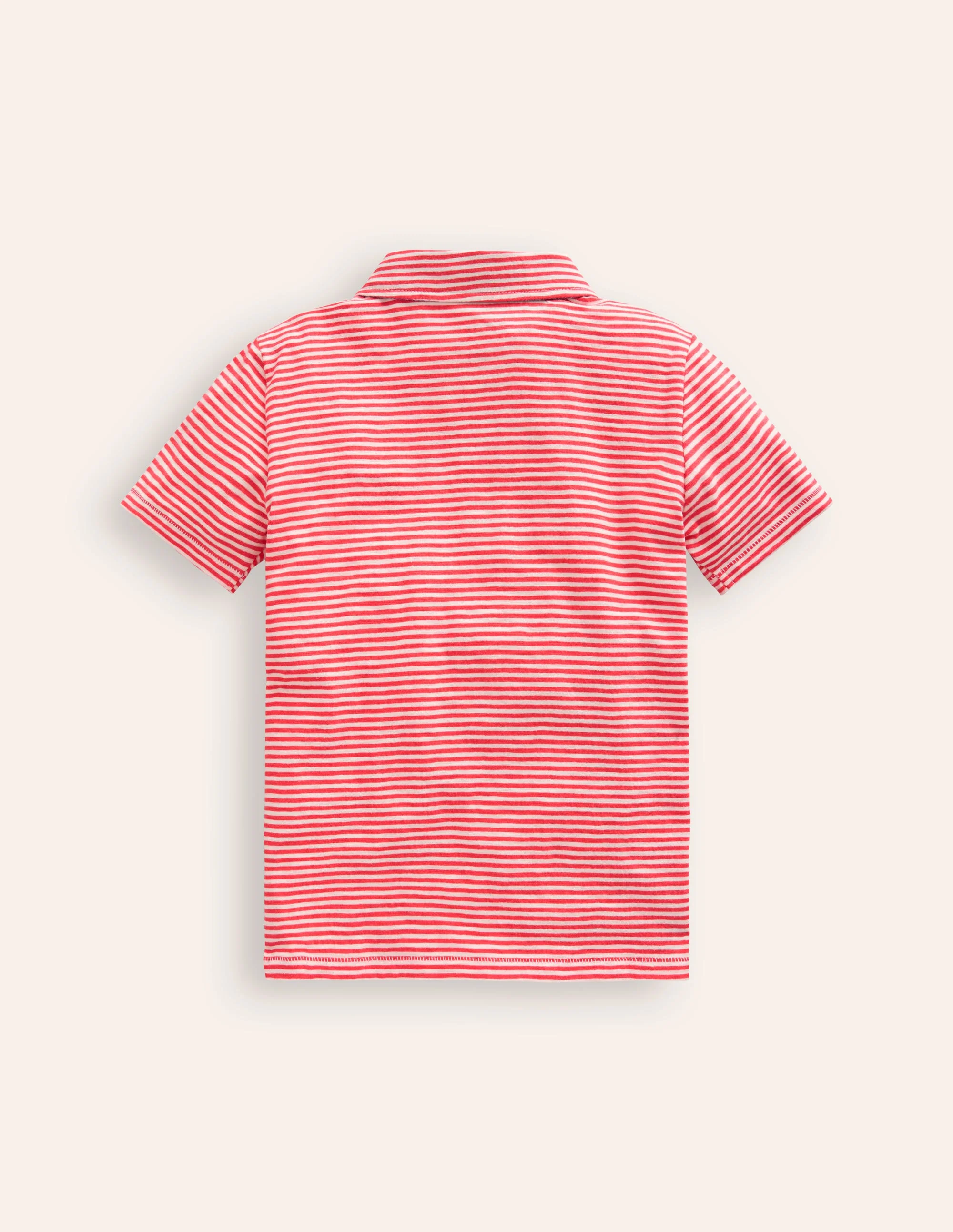 Slub Polo Shirt-Jam Red/ Vanilla Pod - Image 2
