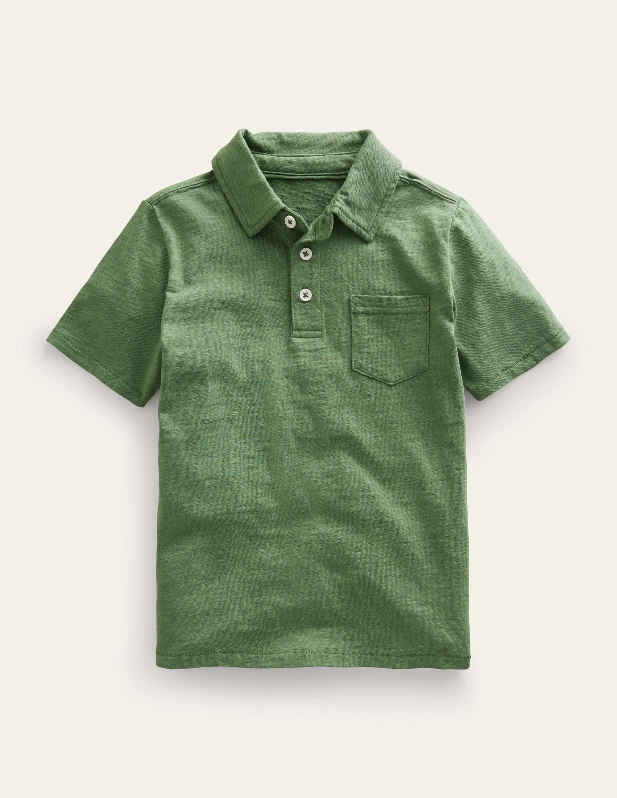 Slub Polo Shirt-Safari Green