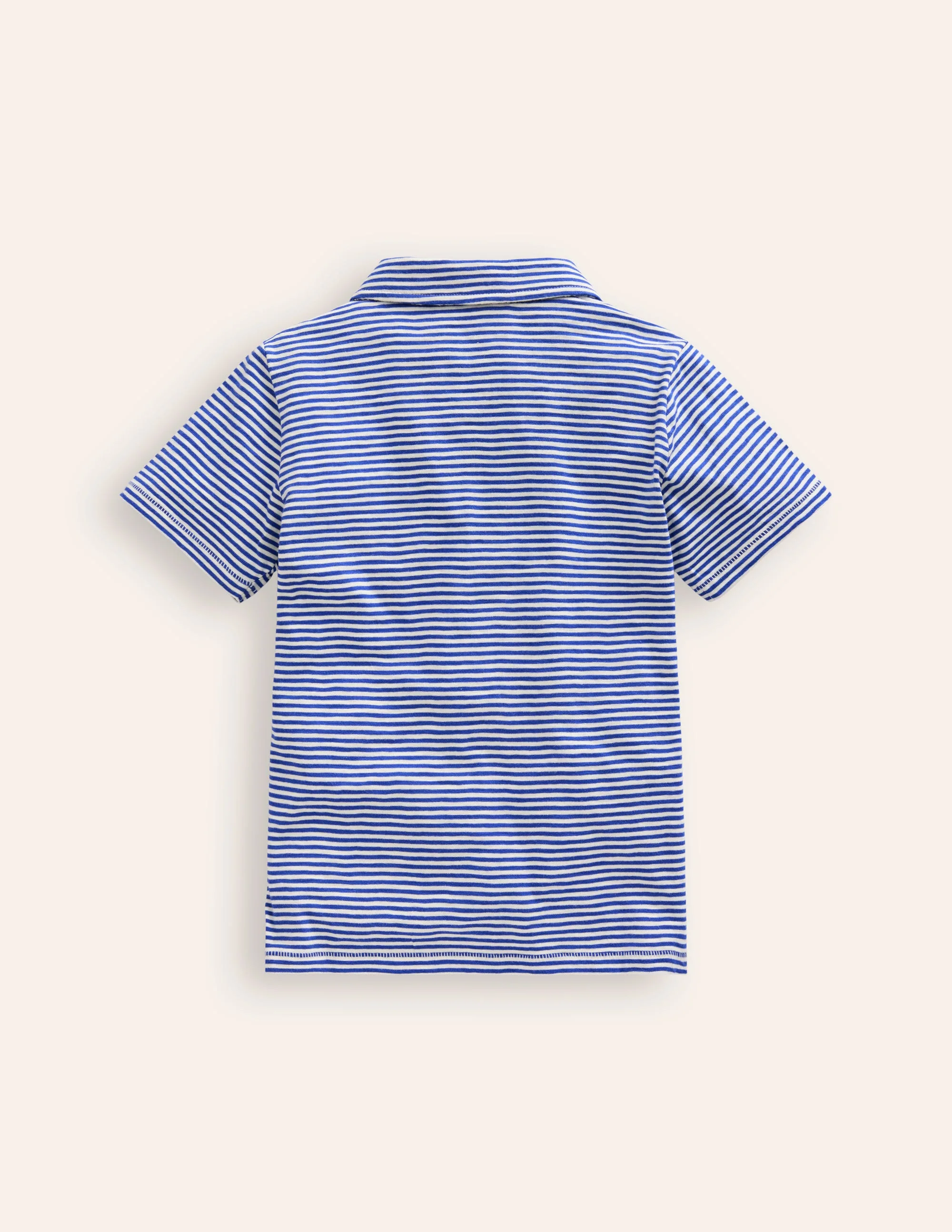 Slub Polo Shirt-Sapphire Blue/ Vanilla Pod - Image 2