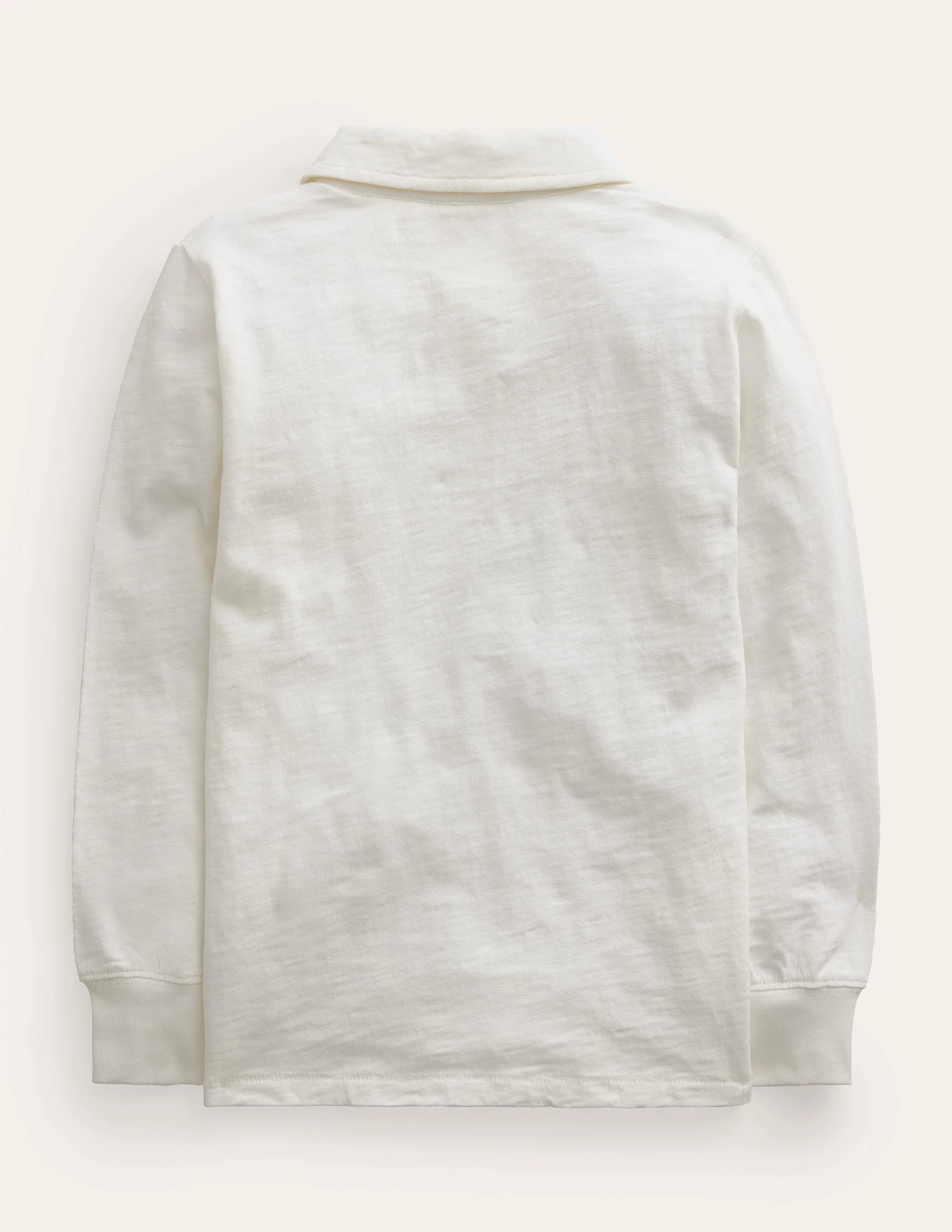Slubbed Long-Sleeve Polo Shirt-Ivory - Image 2