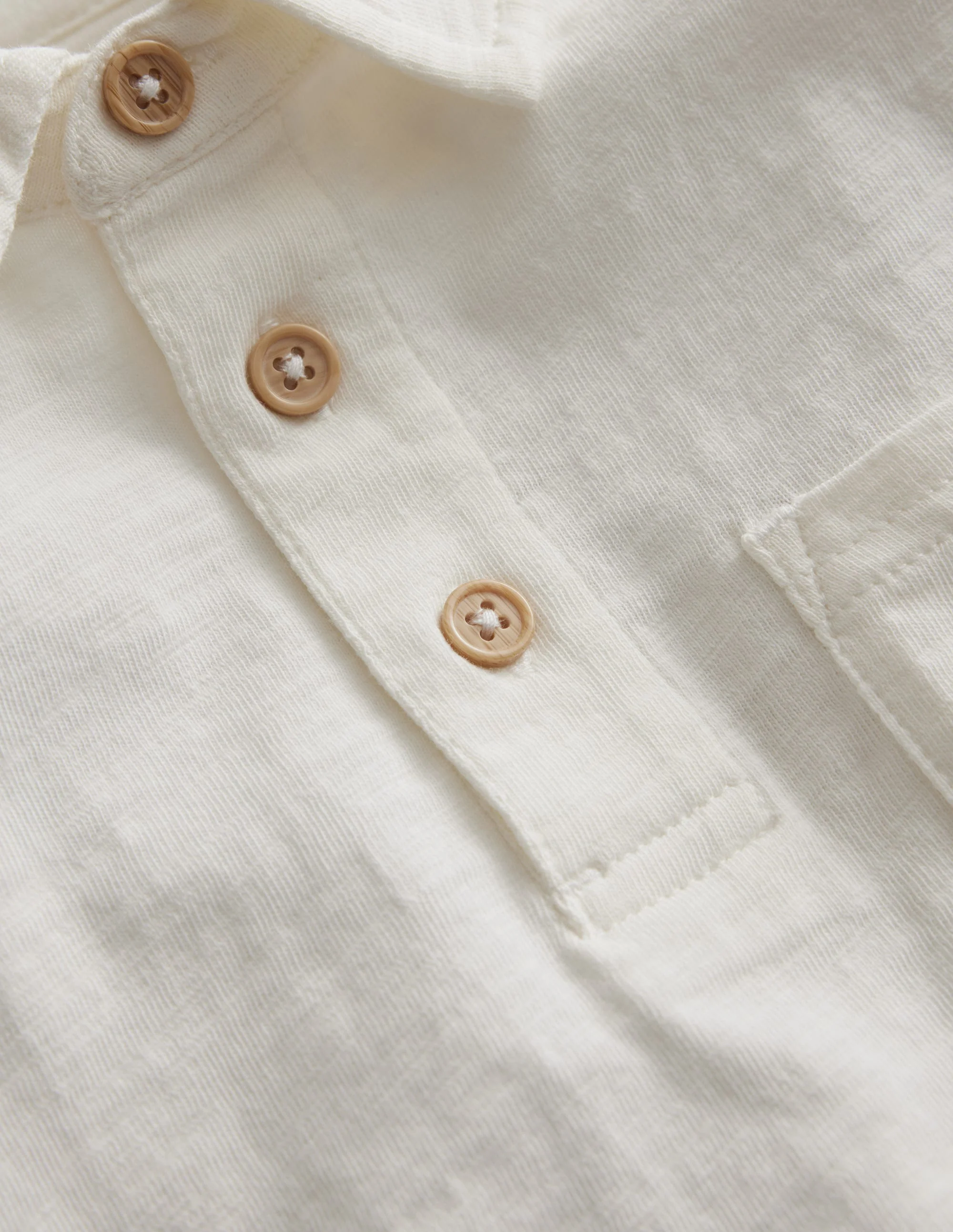 Slubbed Long-Sleeve Polo Shirt-Ivory - Image 3