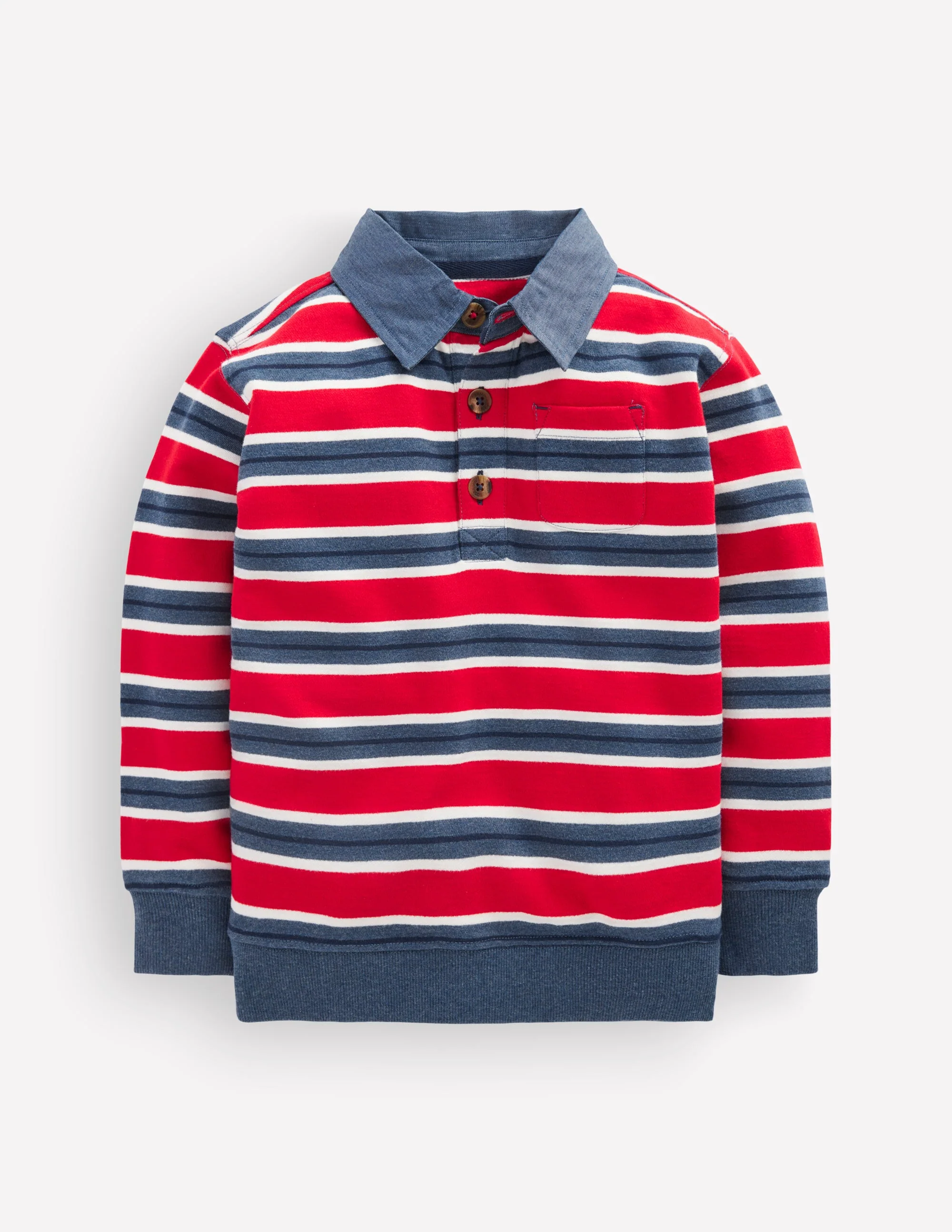 Smart Collared Sweatshirt-Blood Orange / Navy Marl - Image 2