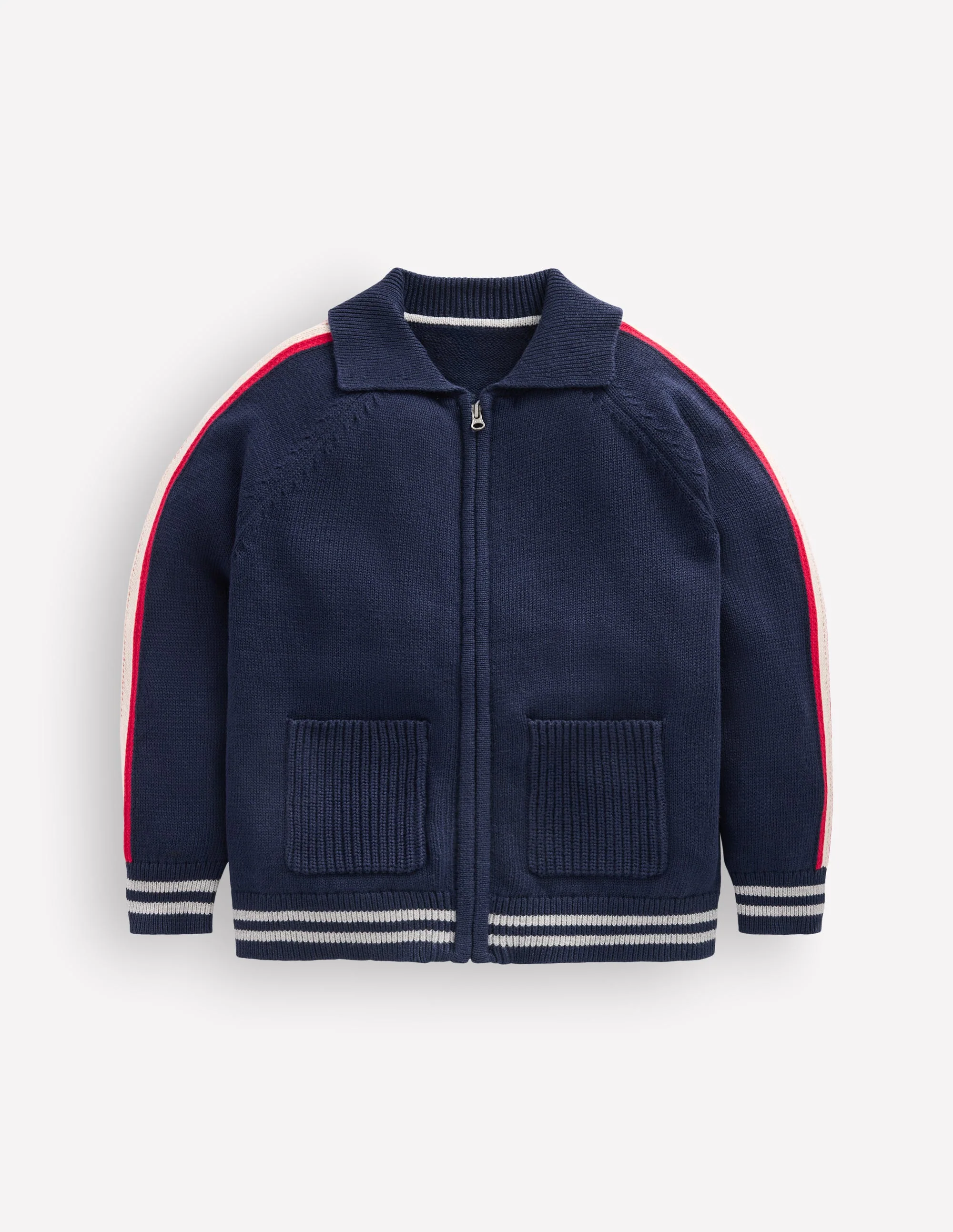 Smart Zip-through Jumper-Navy Marl