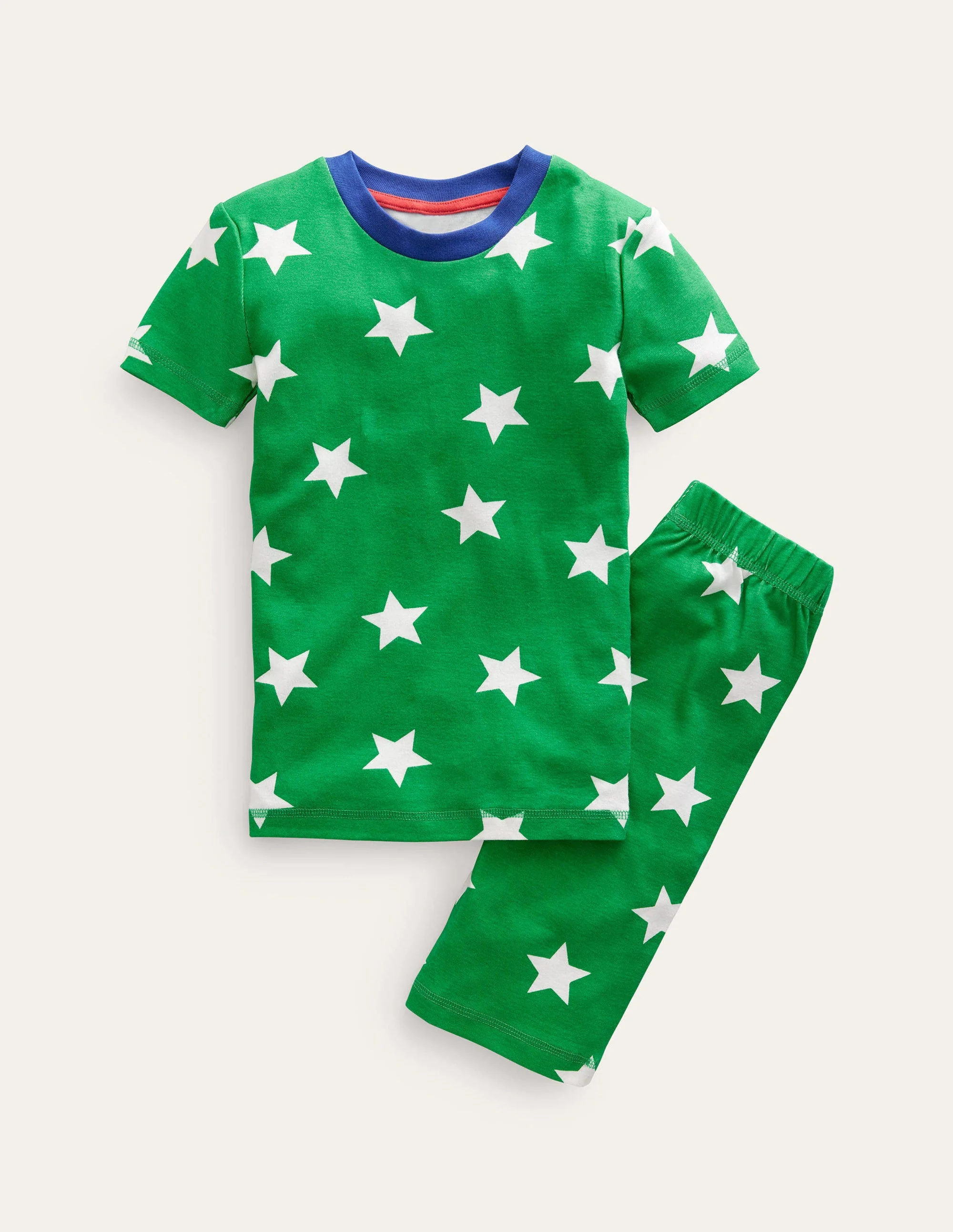 Snug Short John Pyjamas-Green/Ecru Star