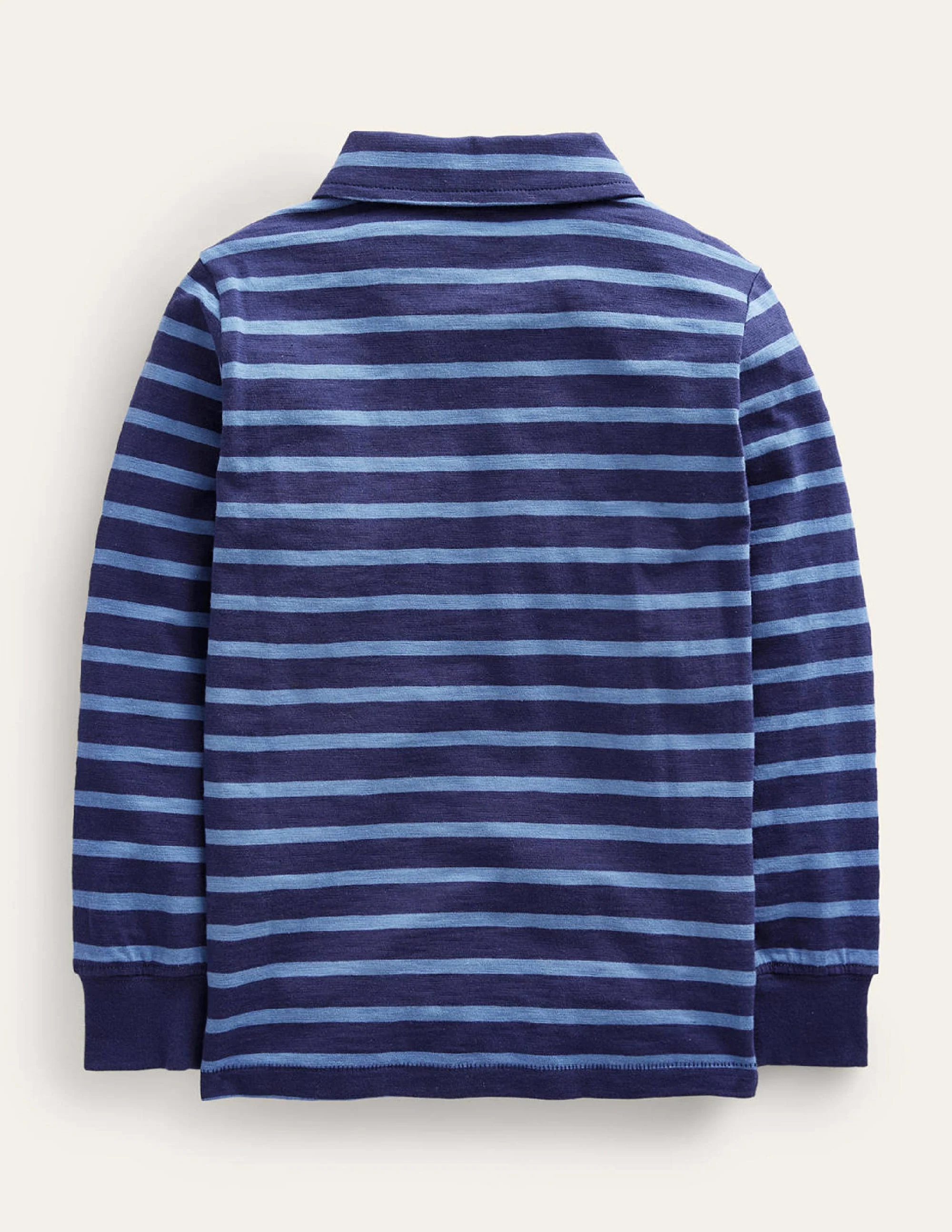 Stripe Long Sleeve Slub Polo-Blue - Image 2