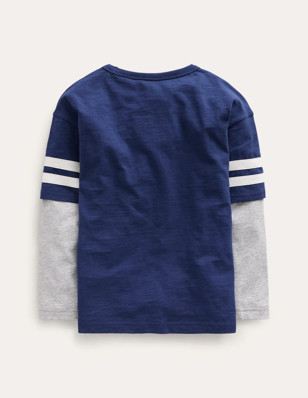 Stripe Mock Sleeve T-Shirt-College Navy Marl - Image 2