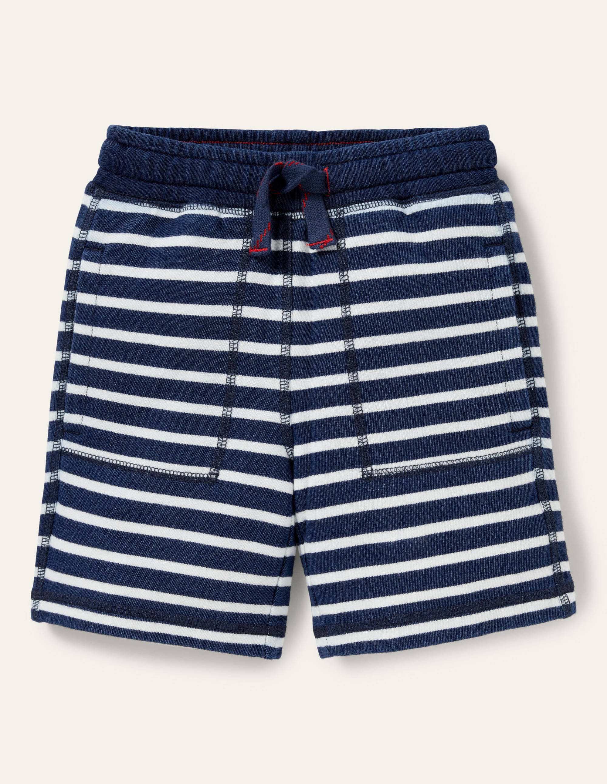 Striped Indigo Sweatshorts-Indigo/Ivory