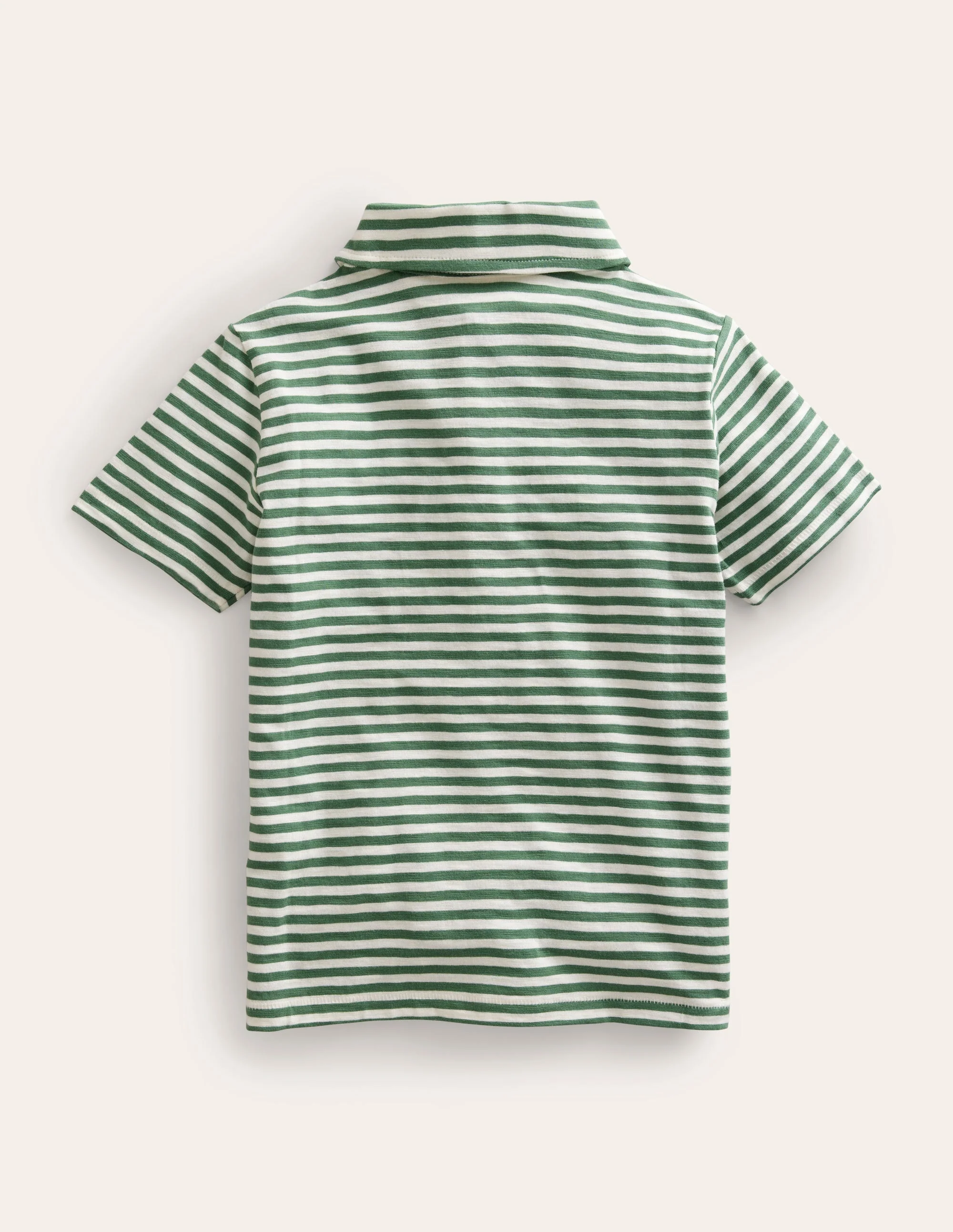 Striped Slubbed Polo Shirt-Rosemary/Ivory - Image 2