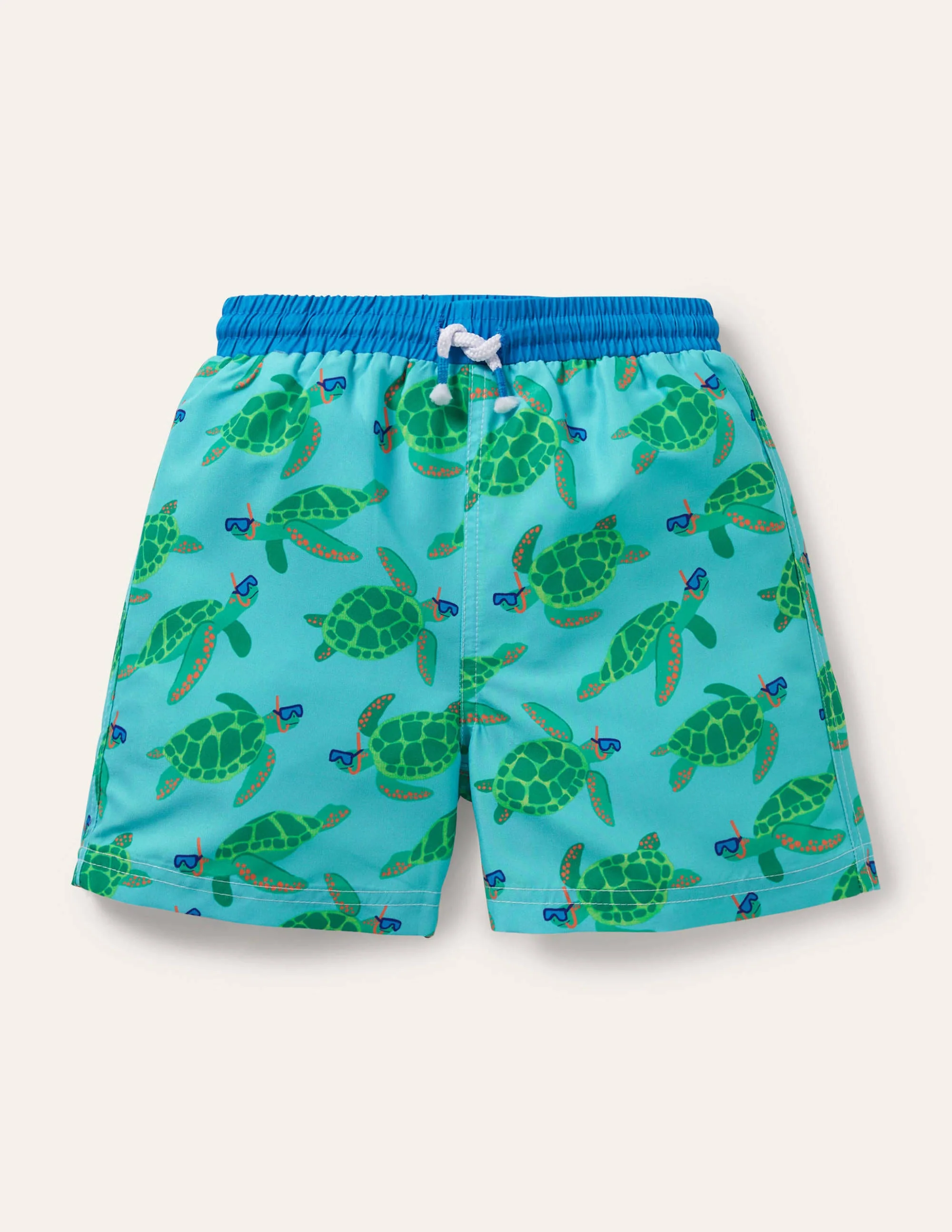 Swim Shorts-Aqua Blue Turtles