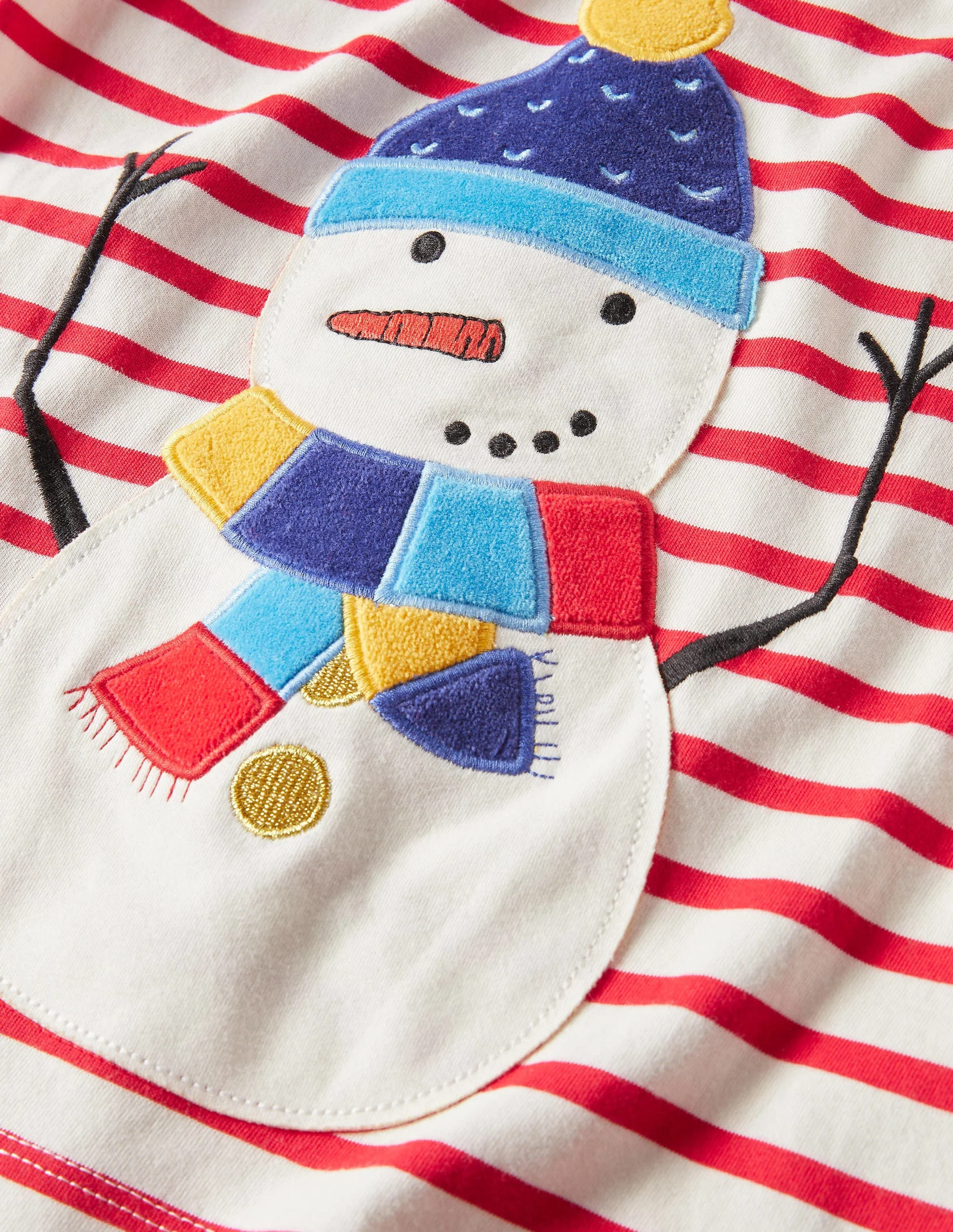 Textured Snowman T-shirt-Rockabilly Red/Ivory - Image 3