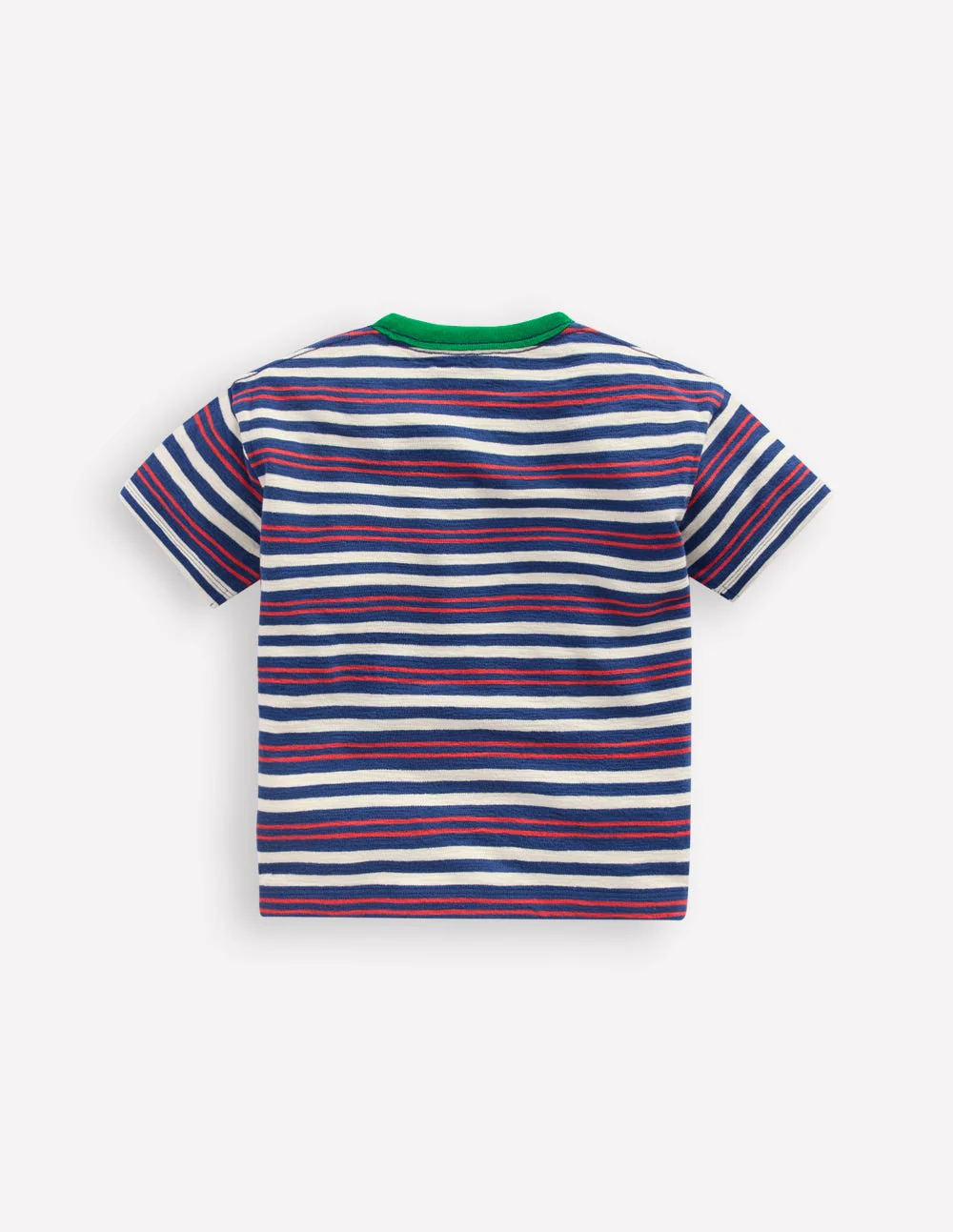 Textured Striped T-shirt-Denim Blue / Jam Red - Image 4