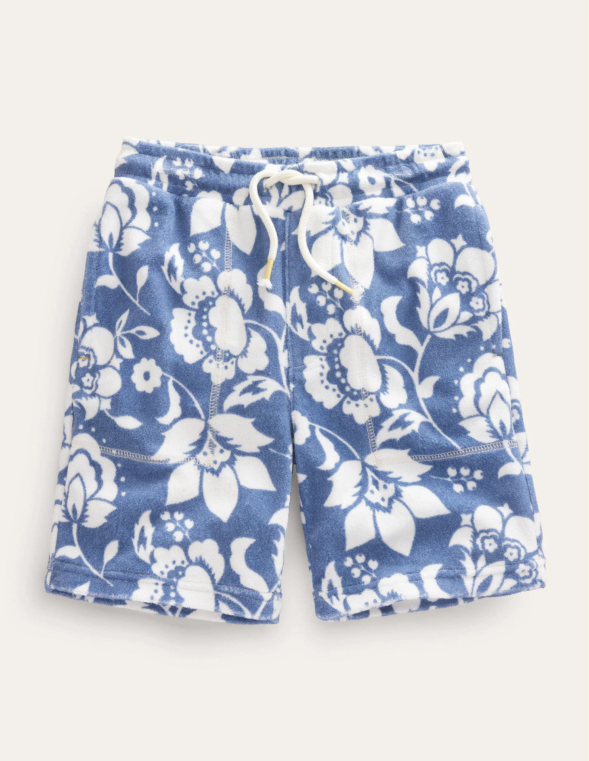 Towelling Sweat Shorts-Blue Floral