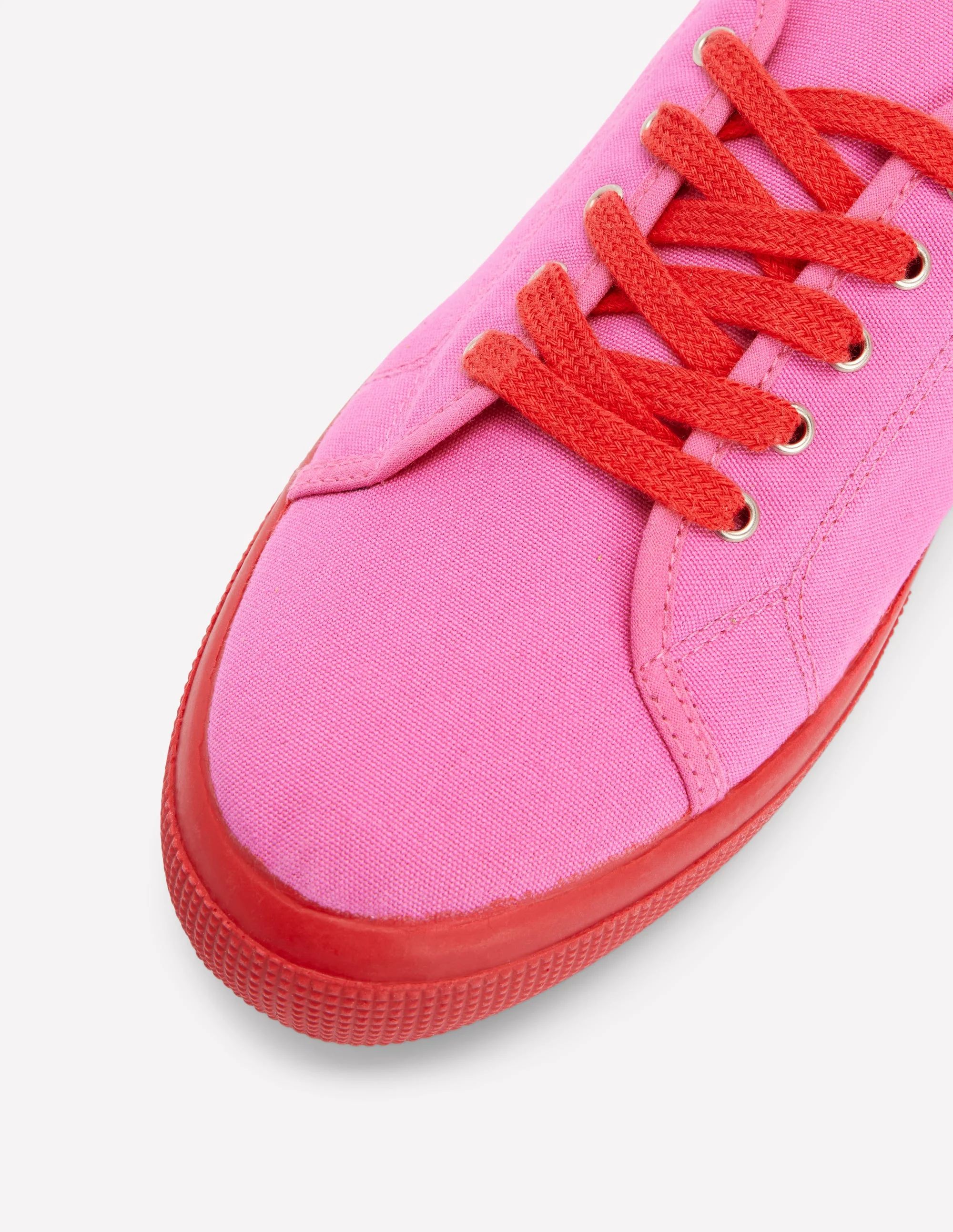 Contrast Lace Up Plimsoll-Festival Pink/Flame Scarlet - Image 4