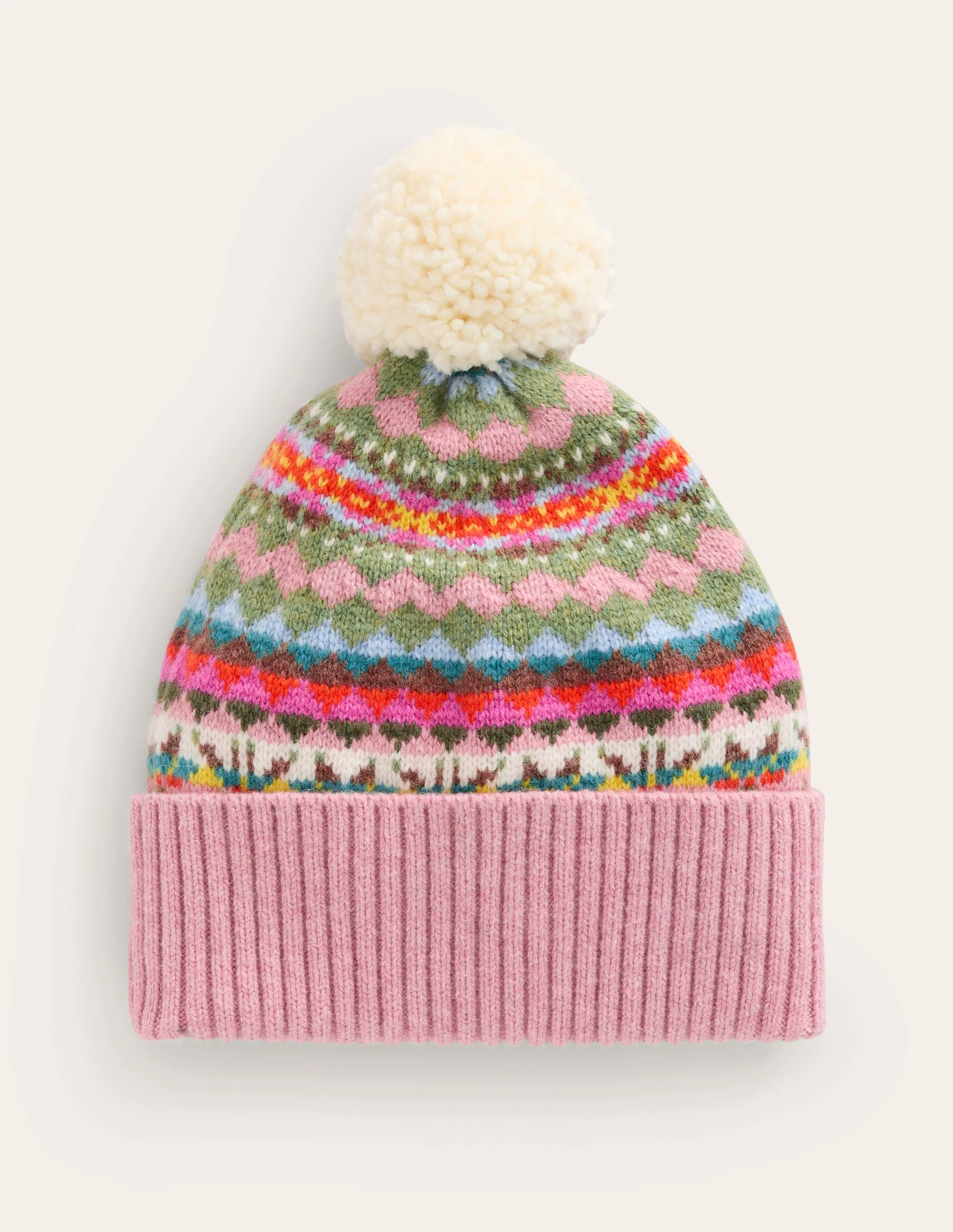 Edie Fair Isle Beanie-Pink - Image 2