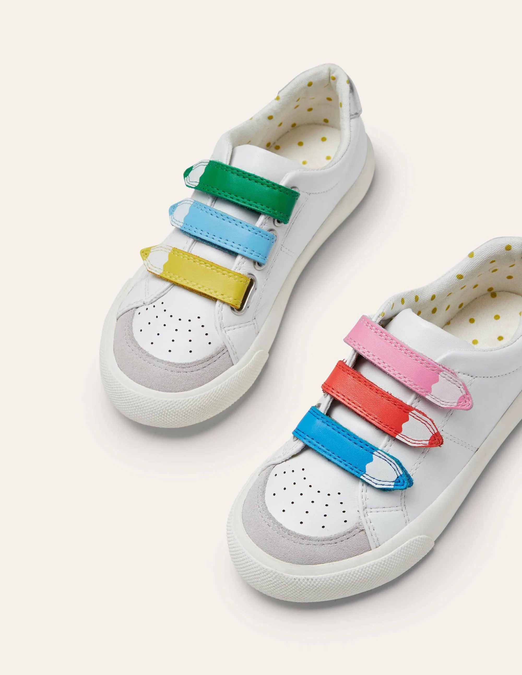 3 Strap Low Top Trainers-White Rainbow Pencil