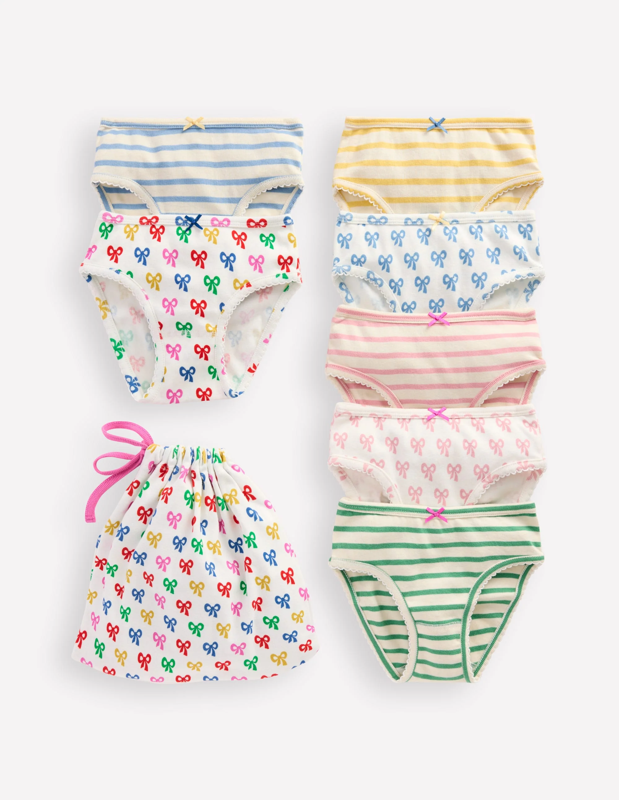 7-pack Pants-Multi Bow/Stripe