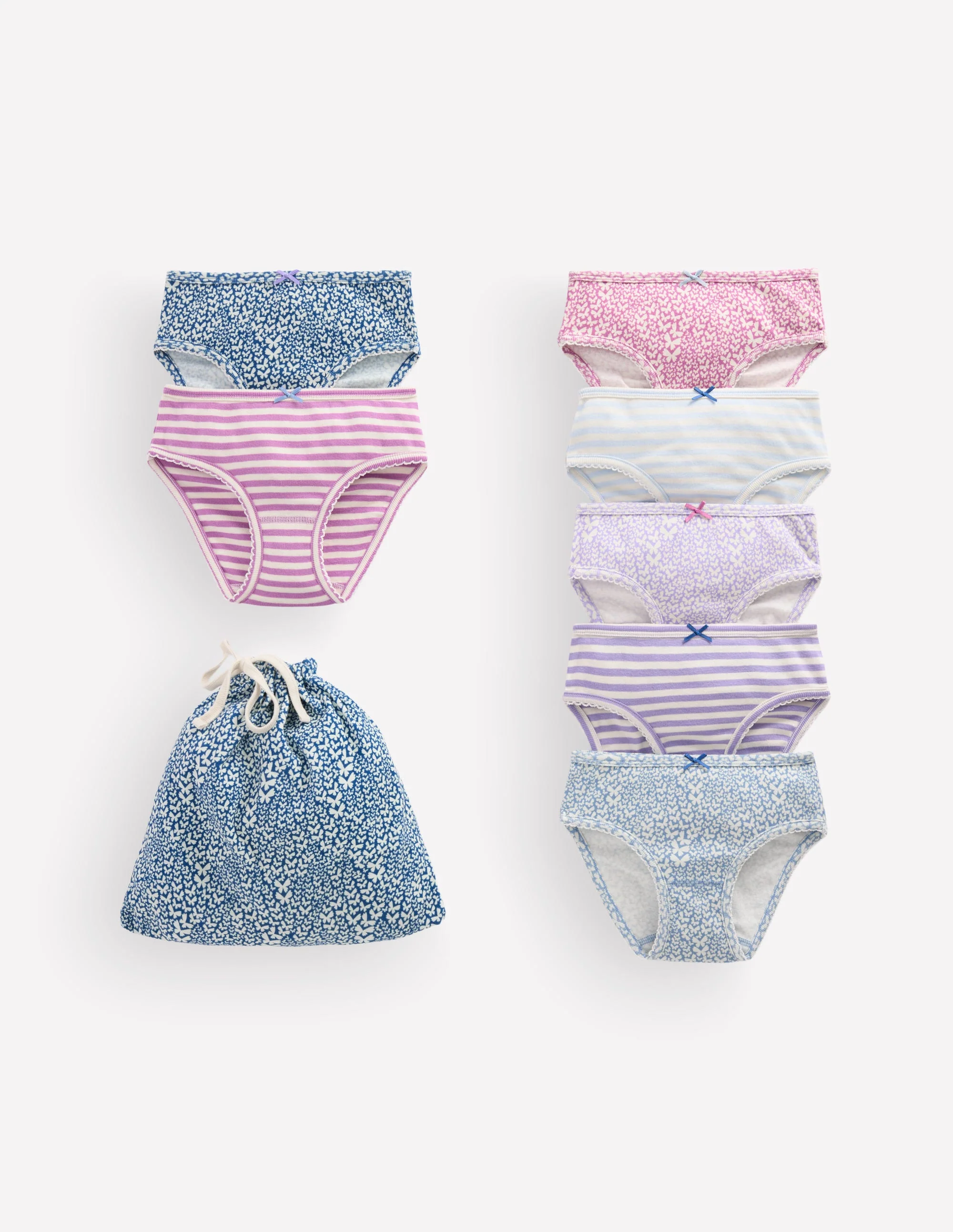 7 Pack Pants-Purple Butterflies