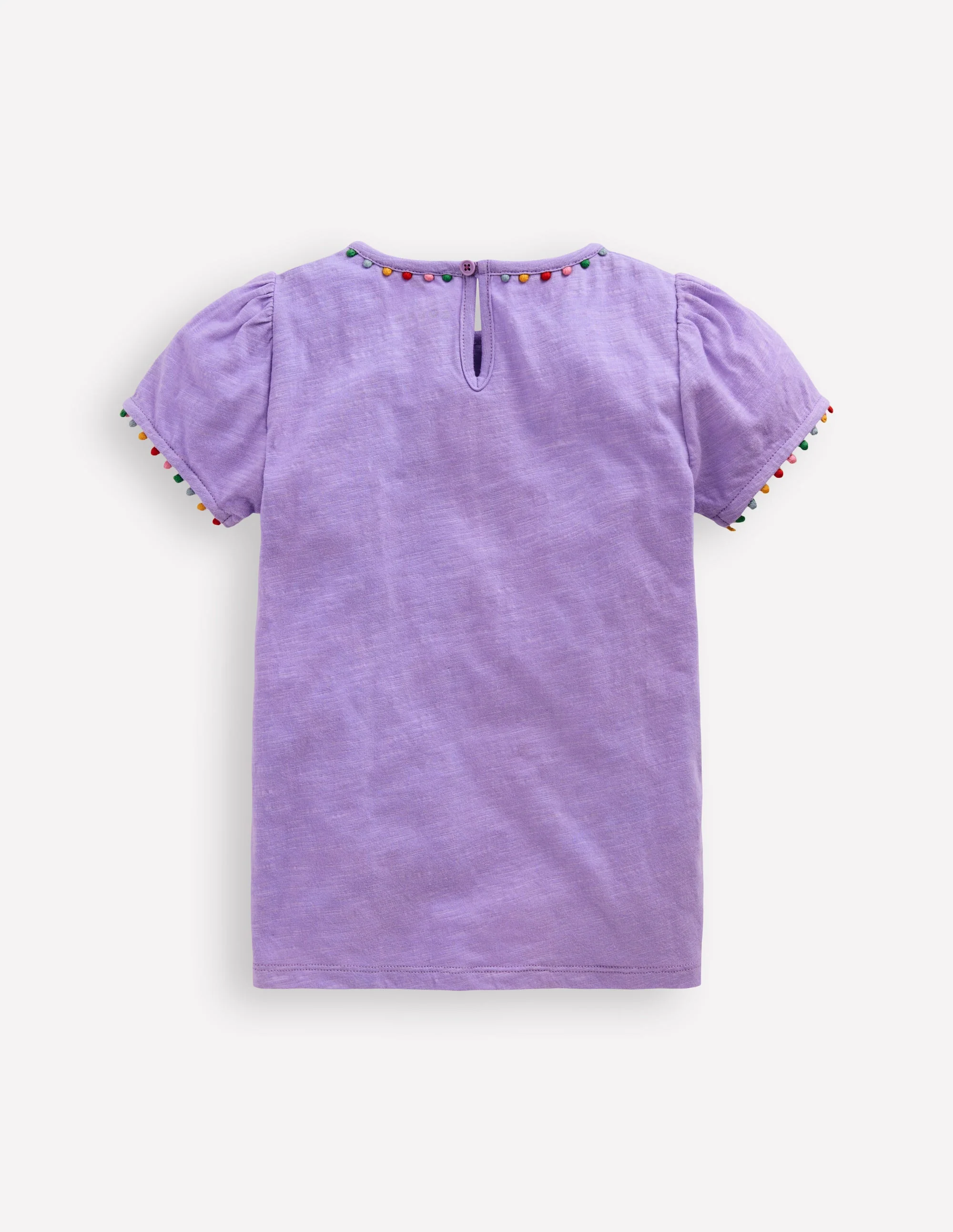 Ali Puff Sleeve Pom T-Shirt-Lavender Purple - Image 2