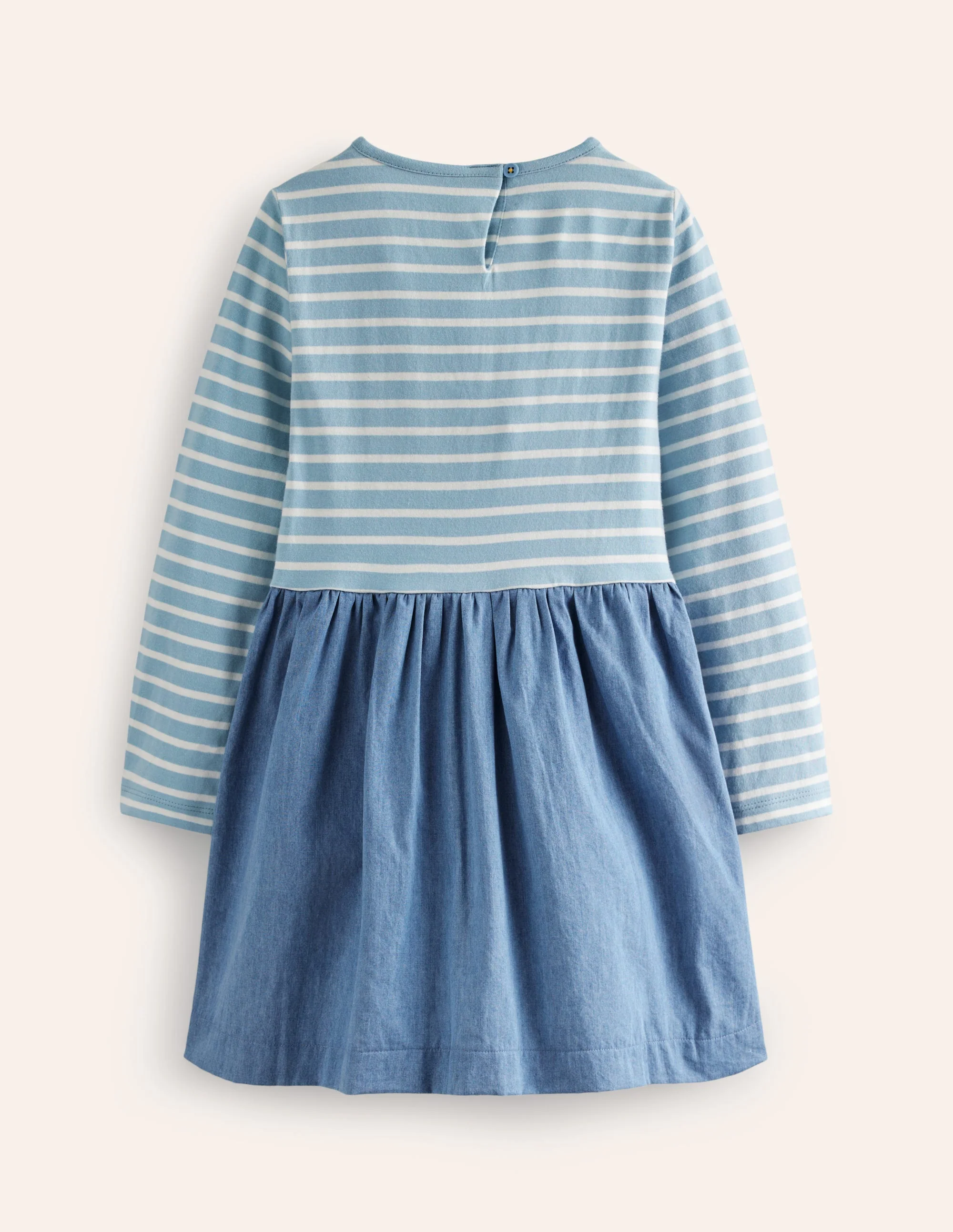 Appliqué Hem Logo Dress-Chambray Blue Horses - Image 2