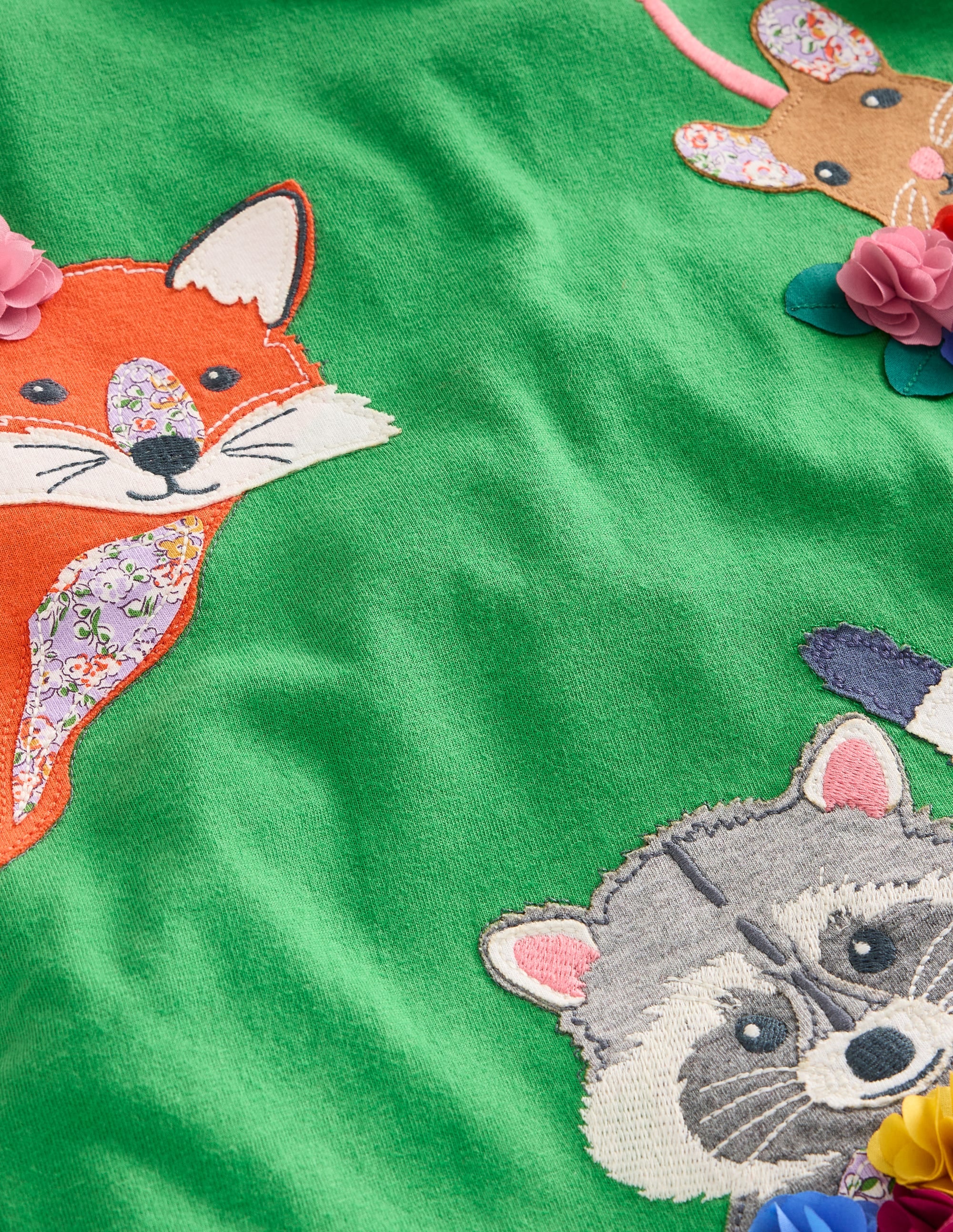 Appliqué Long Sleeve Top-Iguana Green Woodland Animals - Image 3