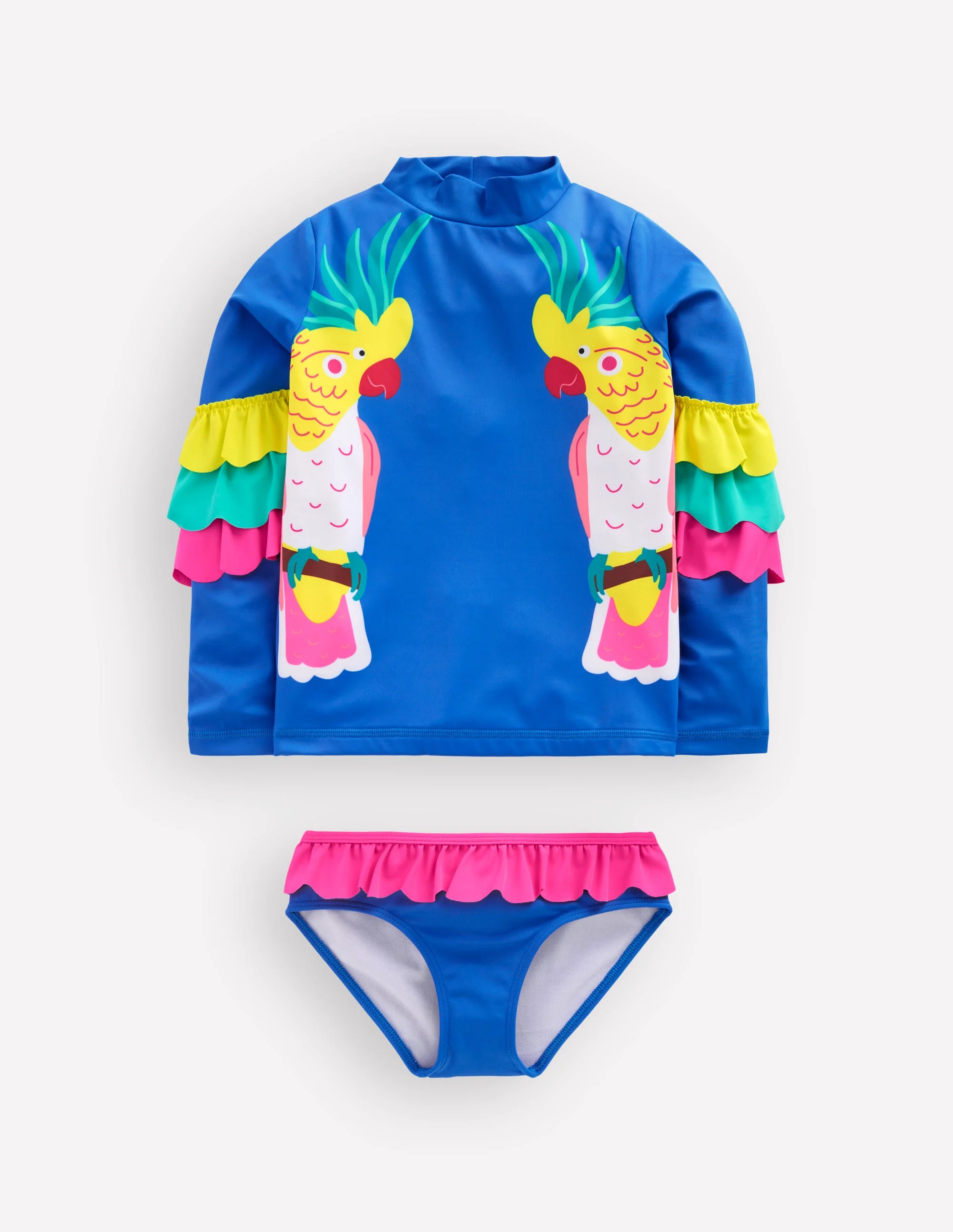 Appliqué Rash Vest Set-Azure Blue Parrot - Image 2