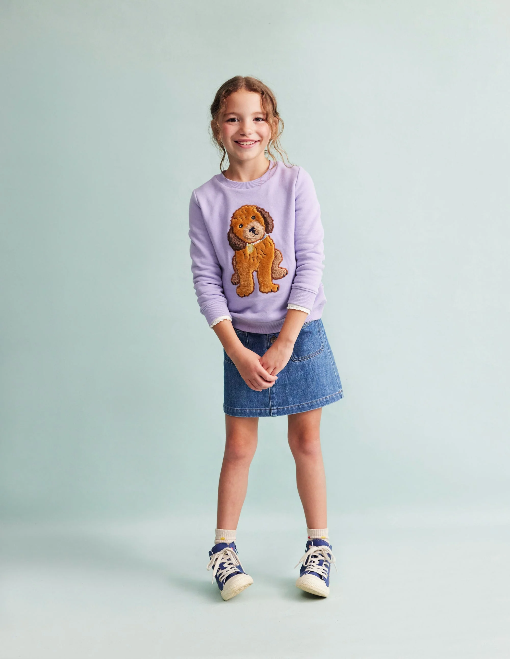 Appliqué Sweatshirt-Misty Lavender Dog - Image 5