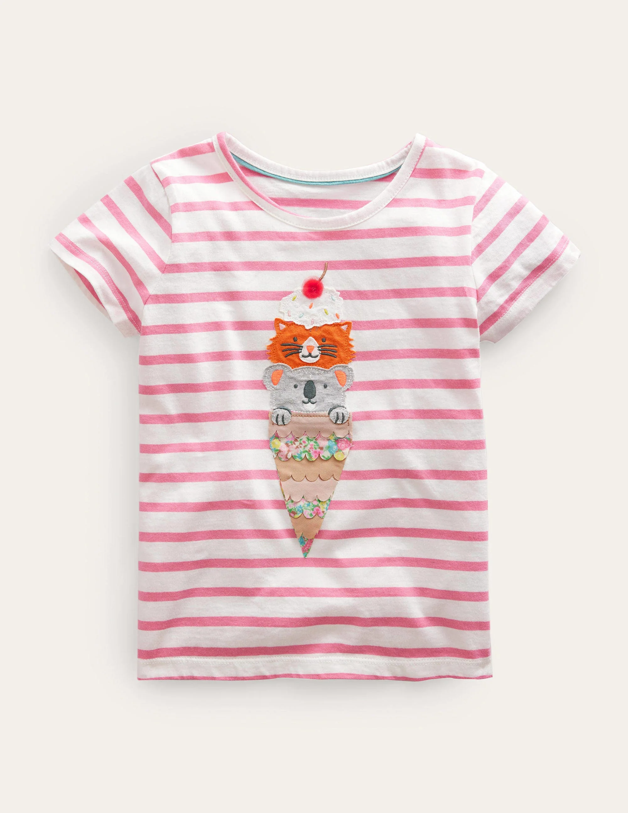 Appliqué T-Shirt-Azalea Pink/Ivory Icecream